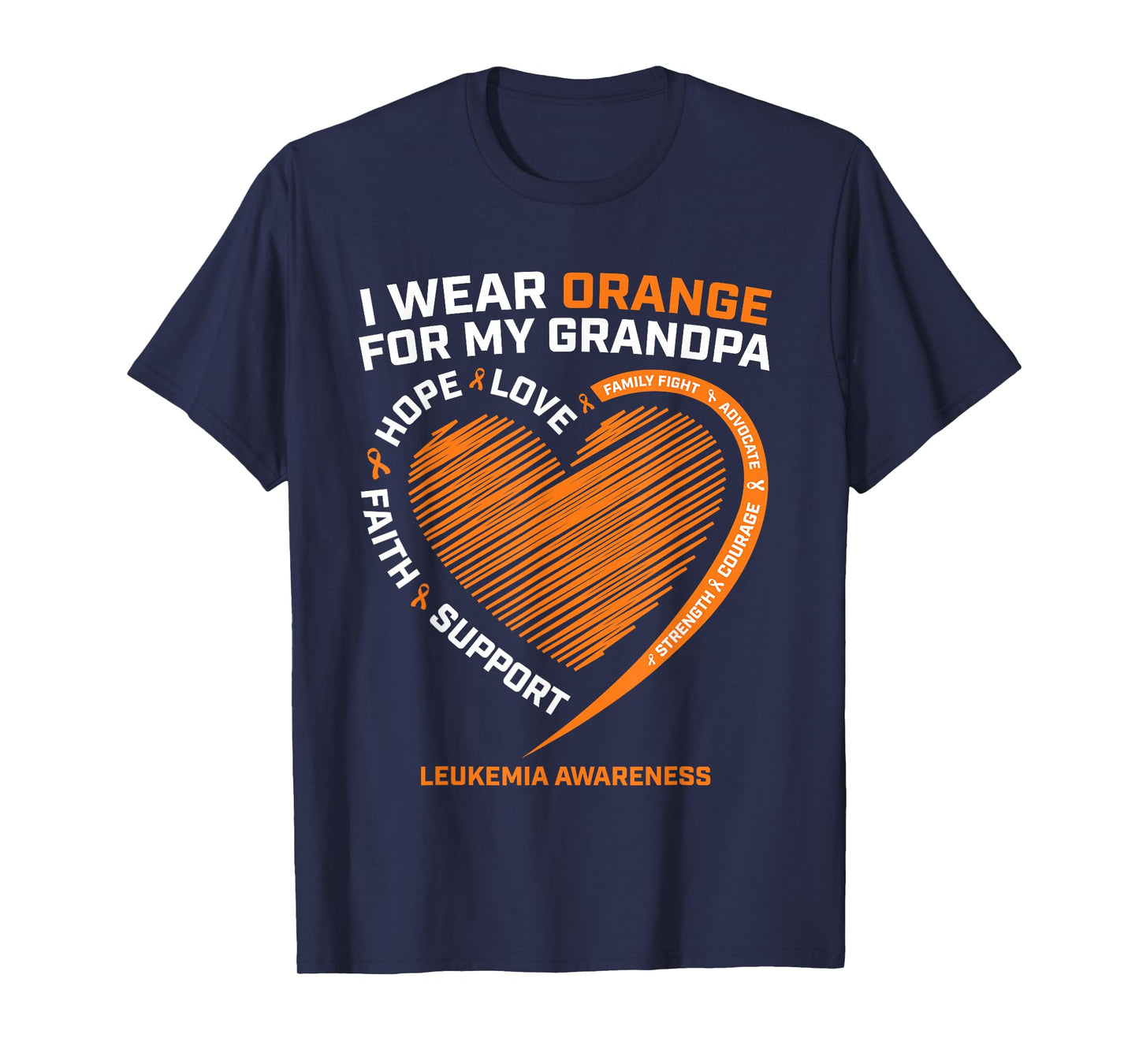 Kids Women I Wear Orange For My Grandpa Leukemia Awareness T-Shirt