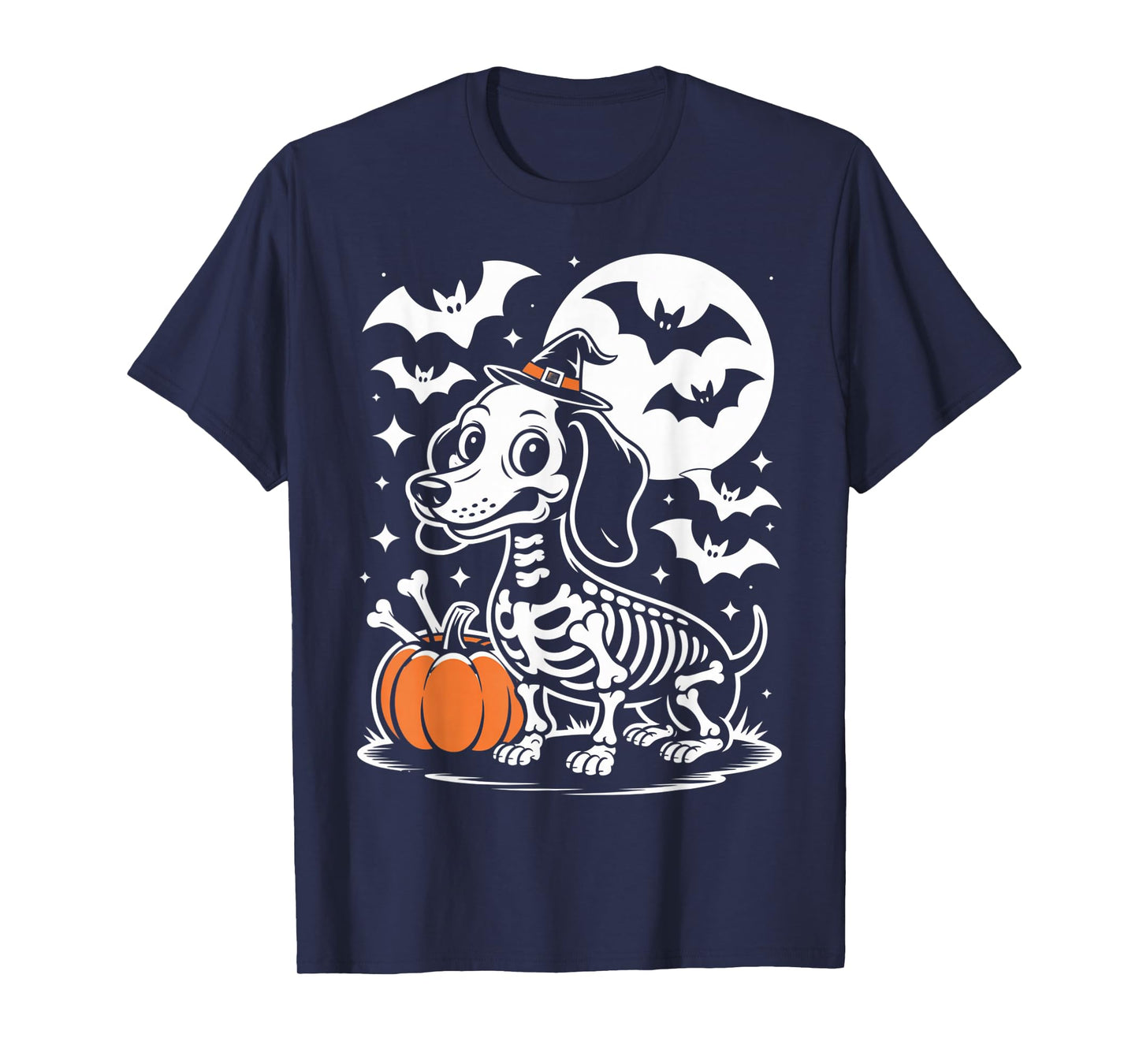 Funny Halloween Dog Skeleton Spooky Puppy Bones Design T-Shirt