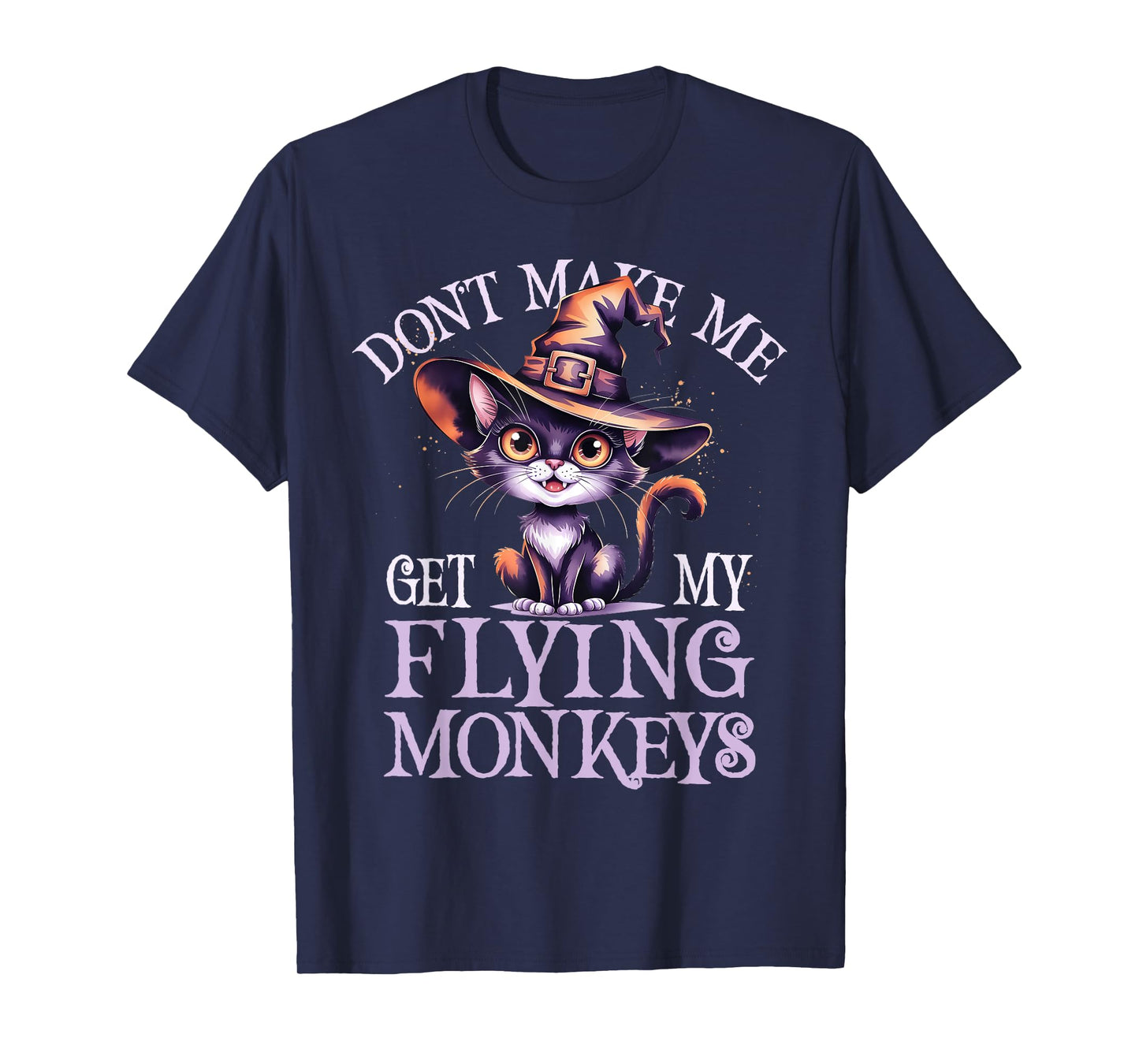 Kawaii Team Flying Monkeys Cat Witch Spooky Wizard Pumpkin T-Shirt