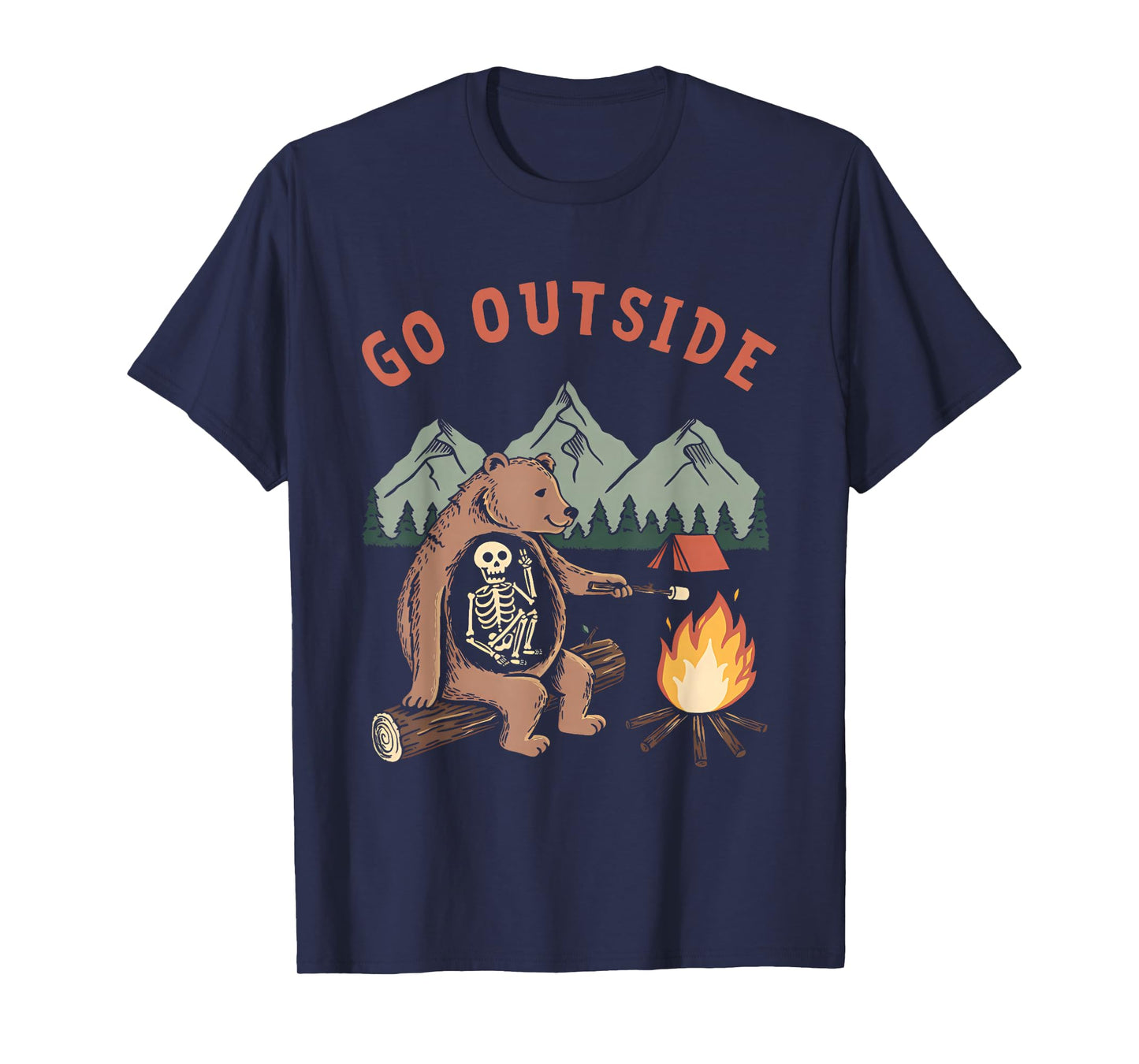 Outdoor Adventure Bear with Campfire for Wildlife Lovers T-Shirt