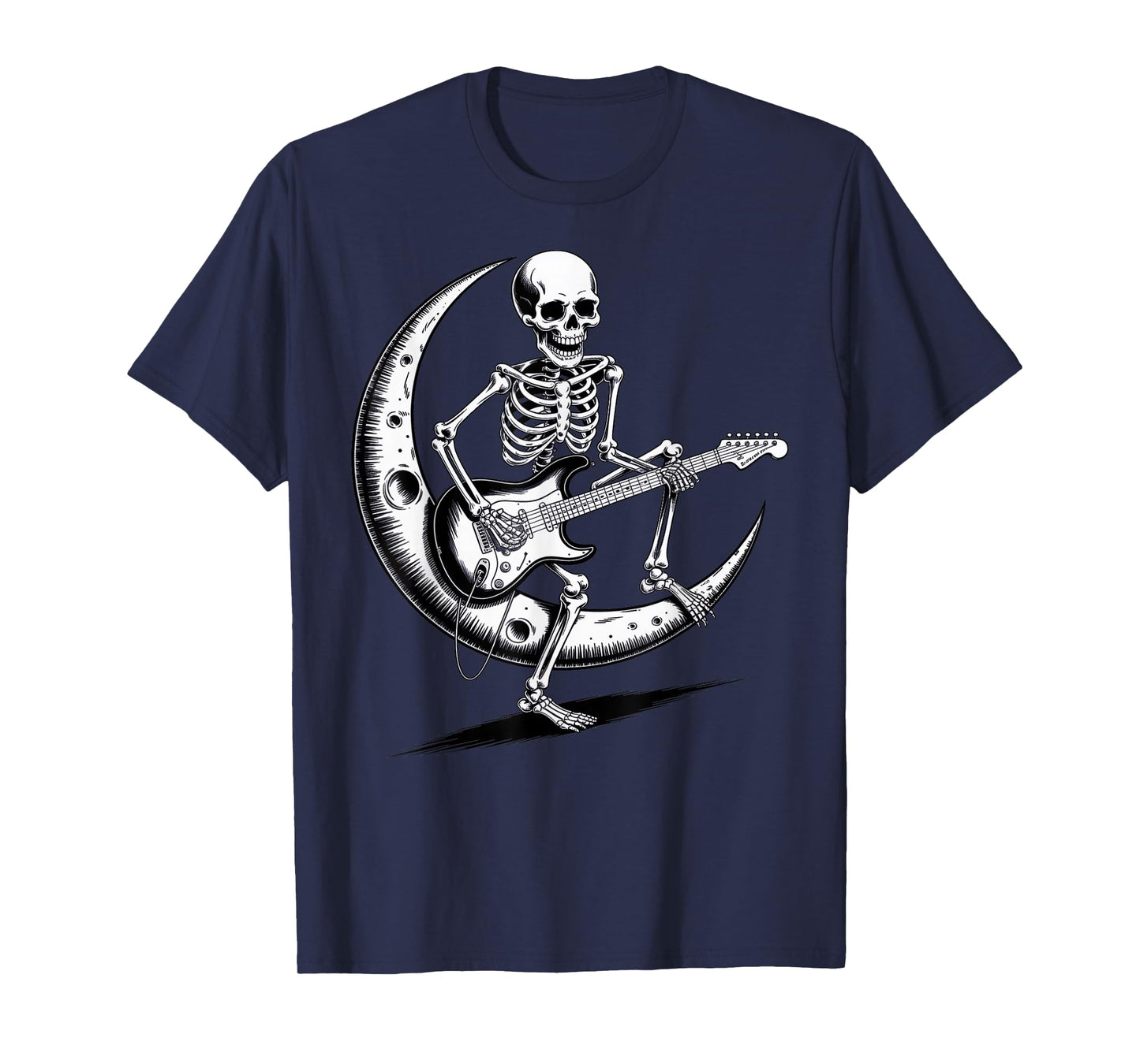 Rock On Skeleton Moon Rock and Roll Halloween T-Shirt