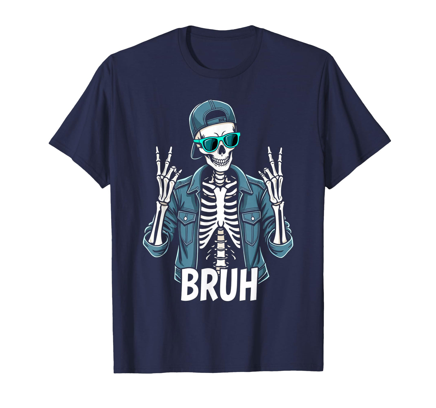 Cool Bruh Skeleton Rock On Halloween Men Teens Boys Kids T-Shirt
