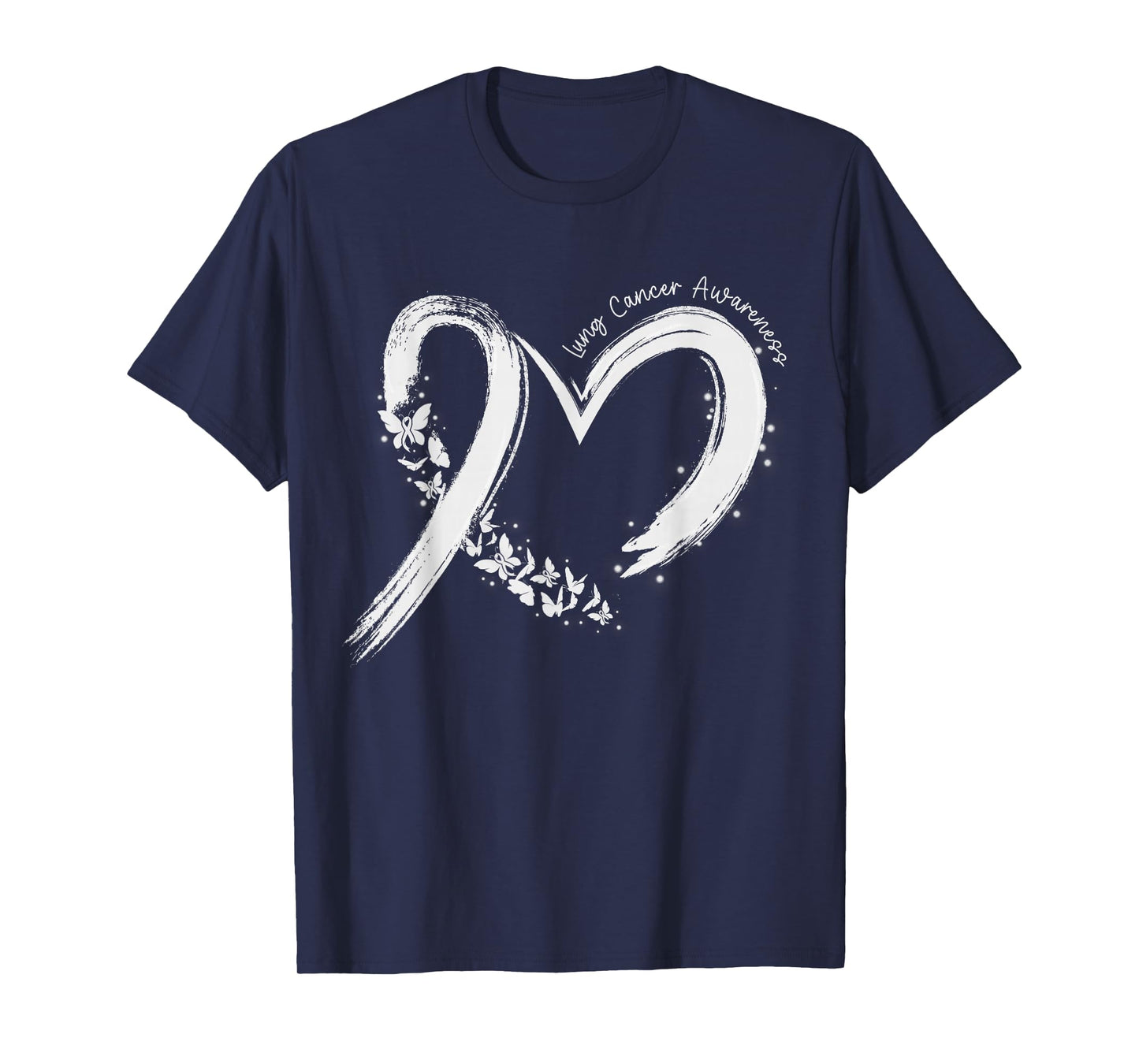 Support Lung Cancer Awareness Heart White Ribbon Women Girls T-Shirt