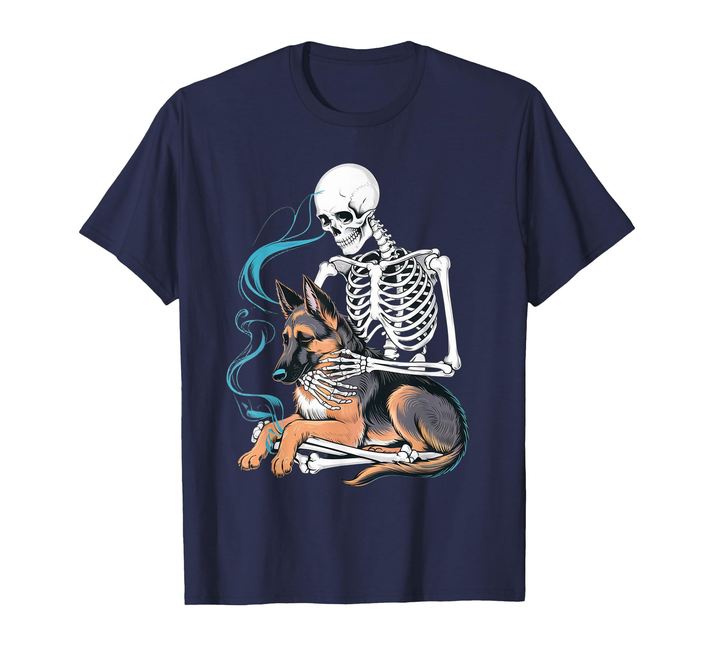 Dog Halloween Skeleton Hugging German Shepherd Women Kids T-Shirt