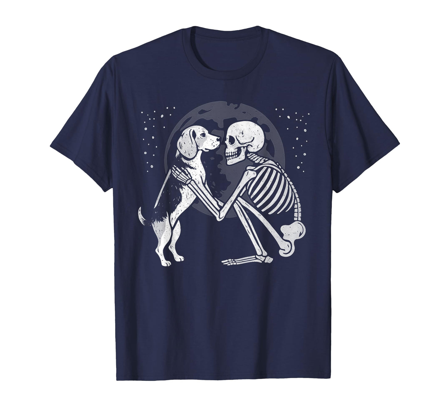 Beagle Skeleton Moon Halloween Dog Lover T-Shirt