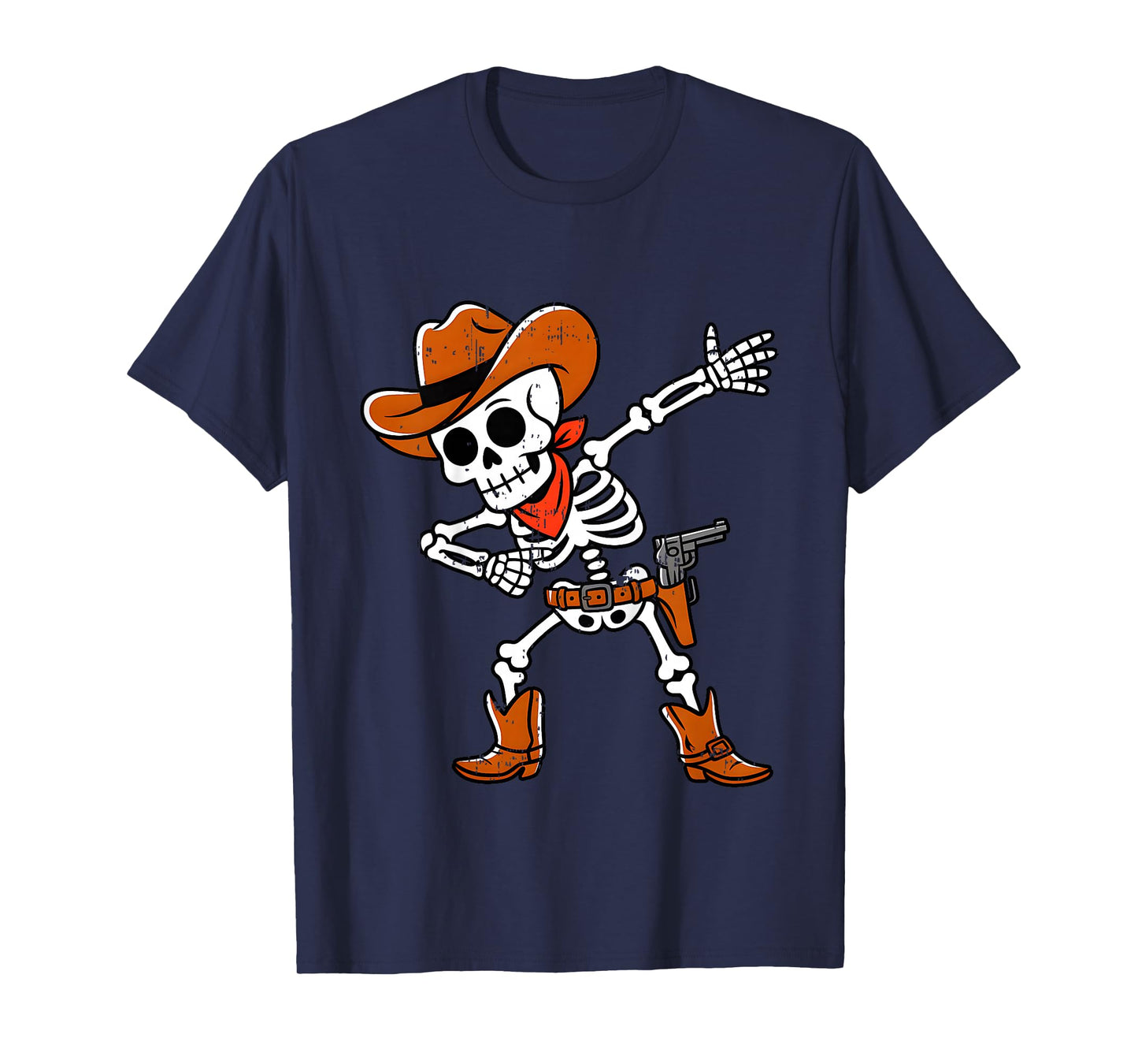 Kids Dabbing Skeleton Cowboy Funny Halloween Costume Boys Kids T-Shirt