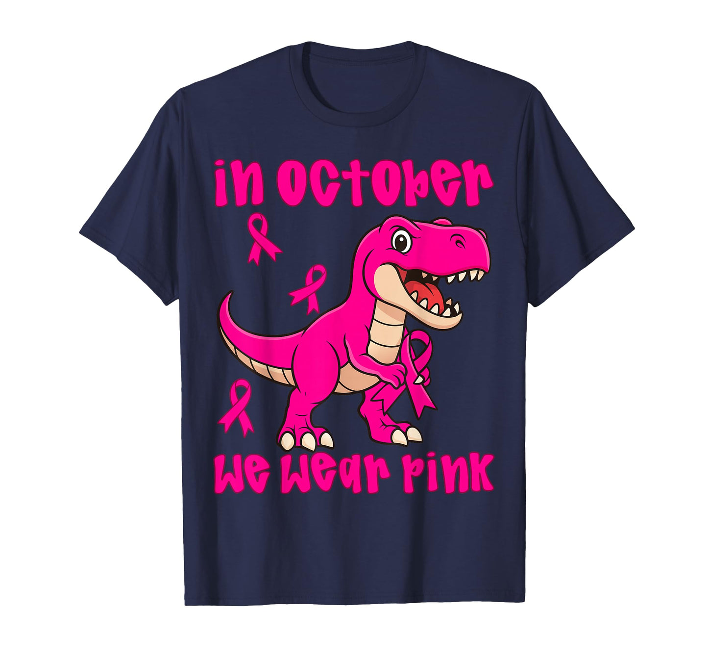 in October We Wear Pink Breast Cancer Trex for Boys Kids T-Shirt