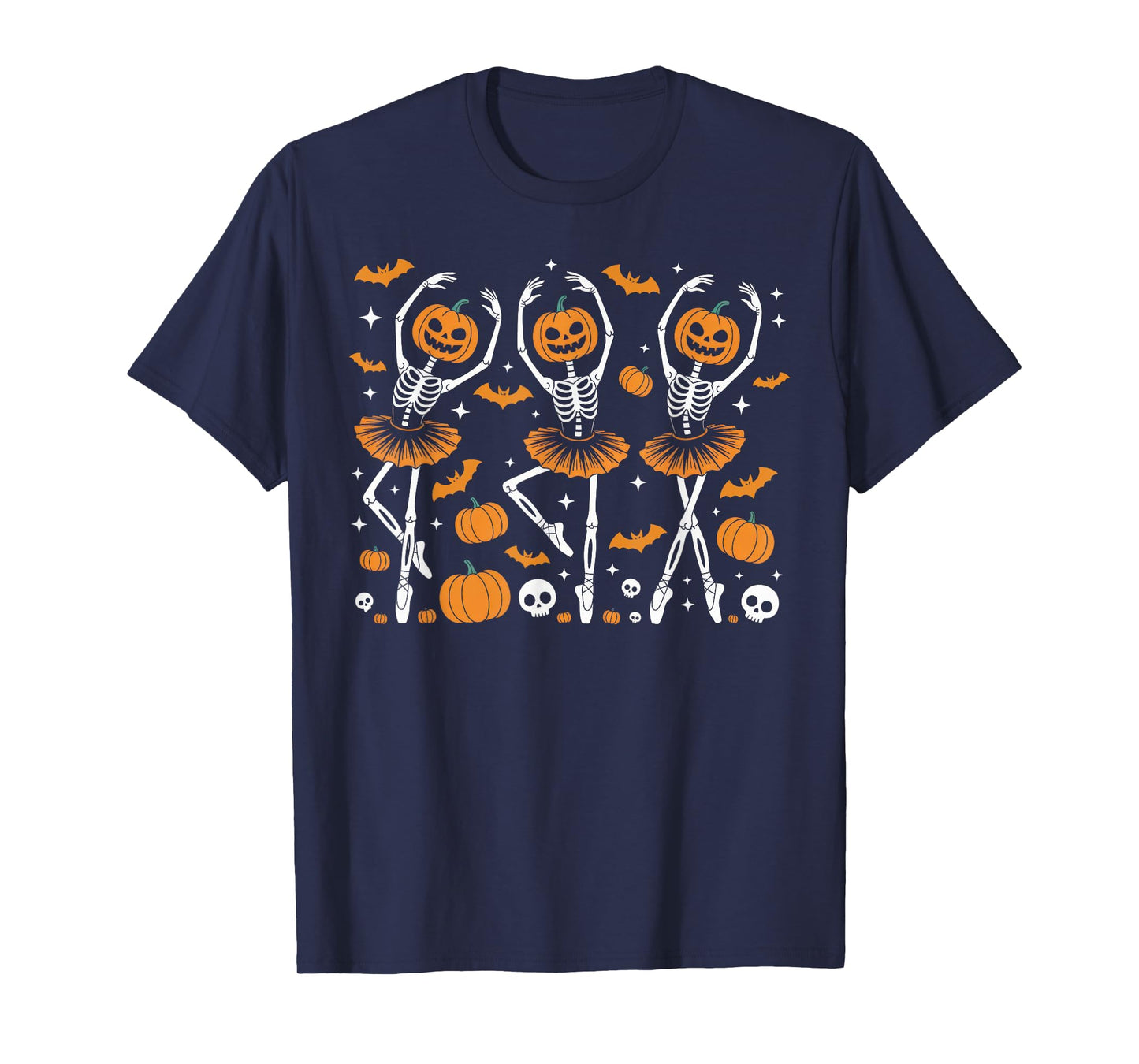 Ballet Pumpkin Skeleton Scary Halloween Men Women Girl T-Shirt