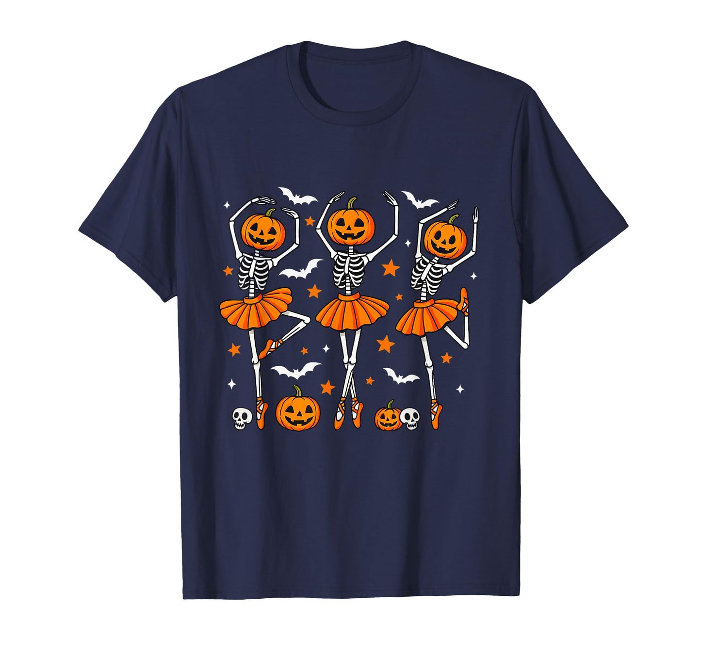 Cute Ballet Pumpkin Skeleton Halloween Men Women Boys Girl T-Shirt
