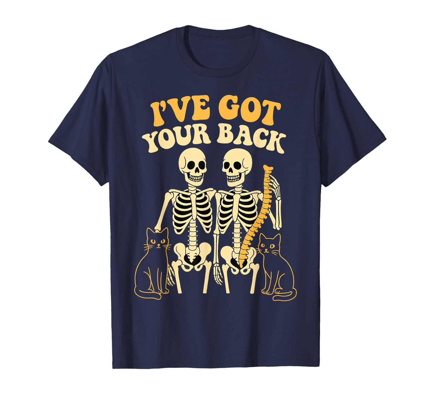 Skeletons with Cats I've Got Your Back Design for Pet Lovers T-Shirt
