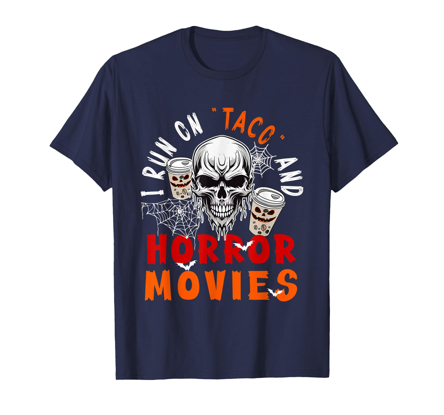 Running On Coffee and Horror Movies Halloween Horror Skull T-Shirt