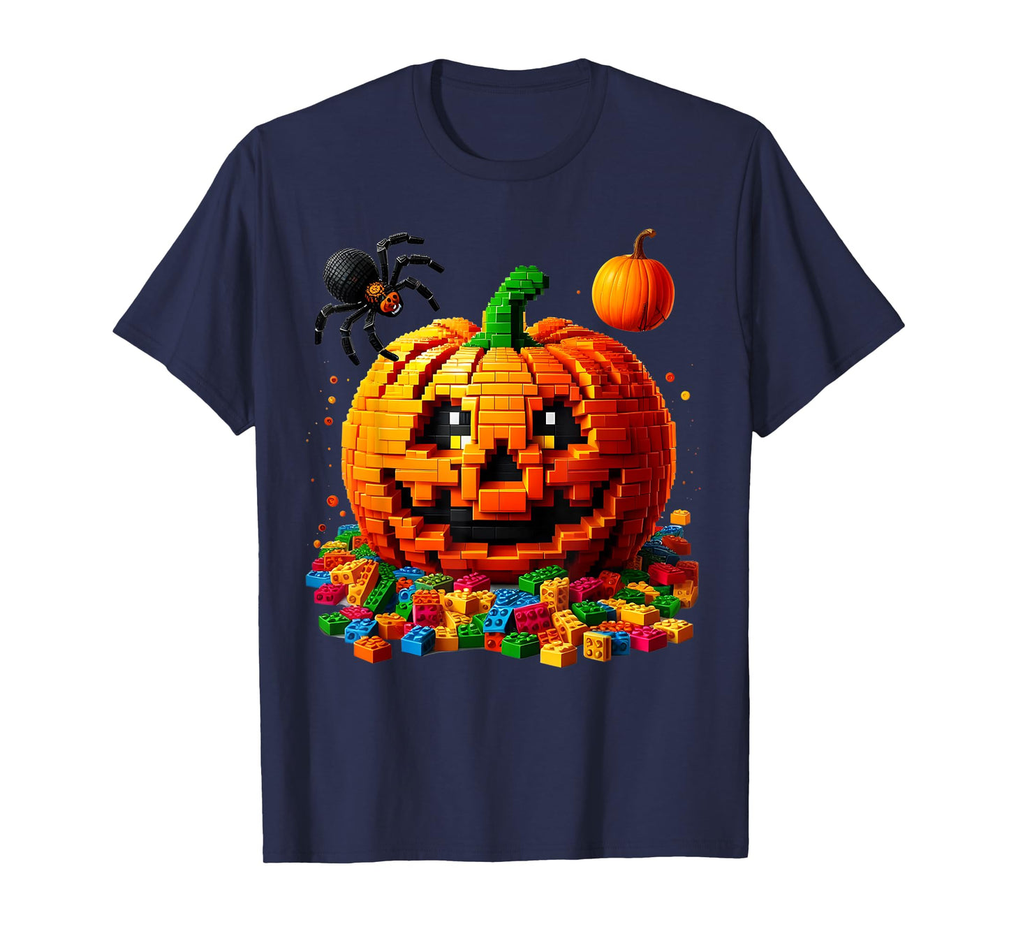 Master Builder Pumpkin Bricks Blocks Halloween Kids Boys Fun T-Shirt