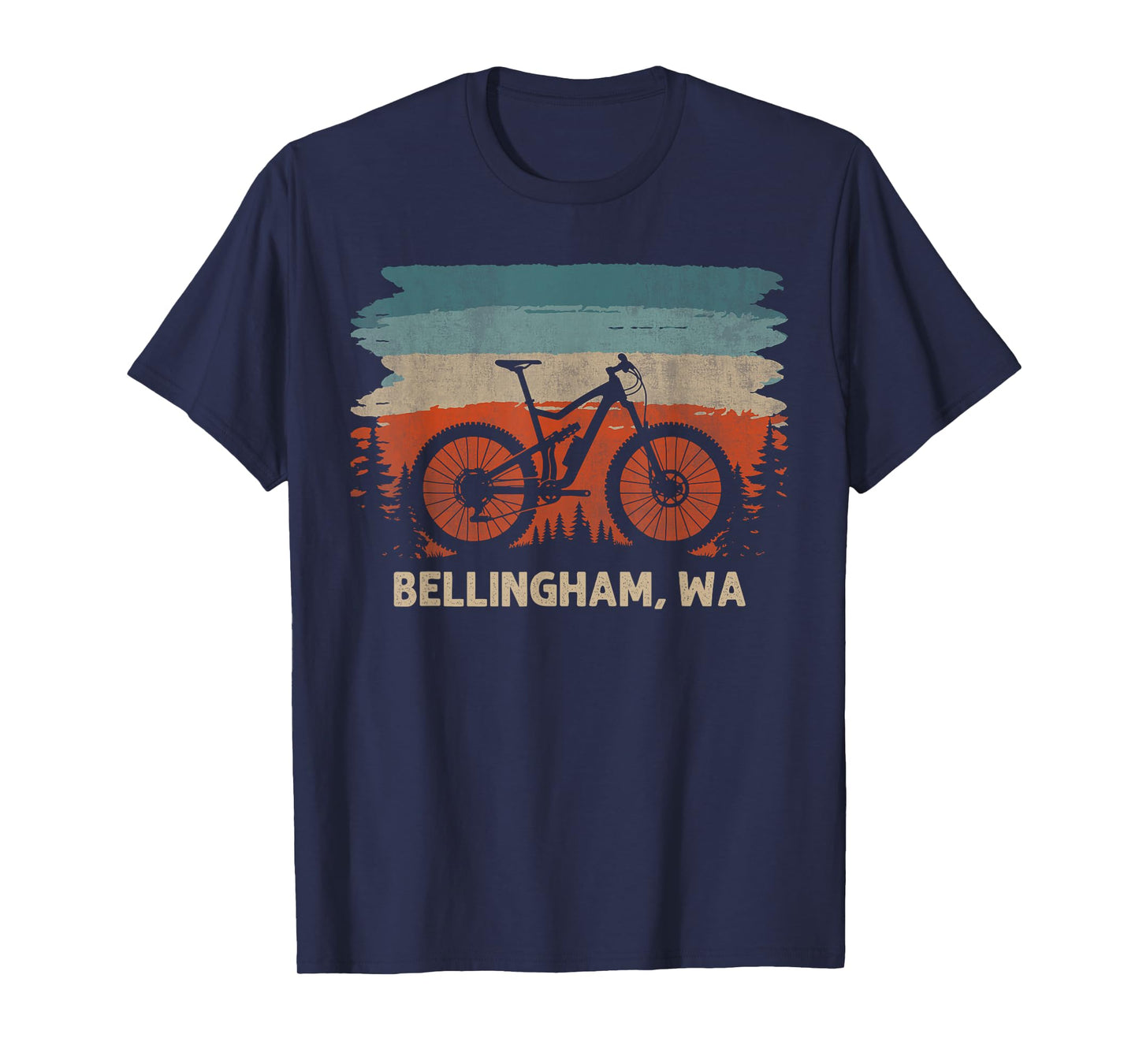 Bellingham WA Mountain Bike Trails Adventure Rider Retro T-Shirt