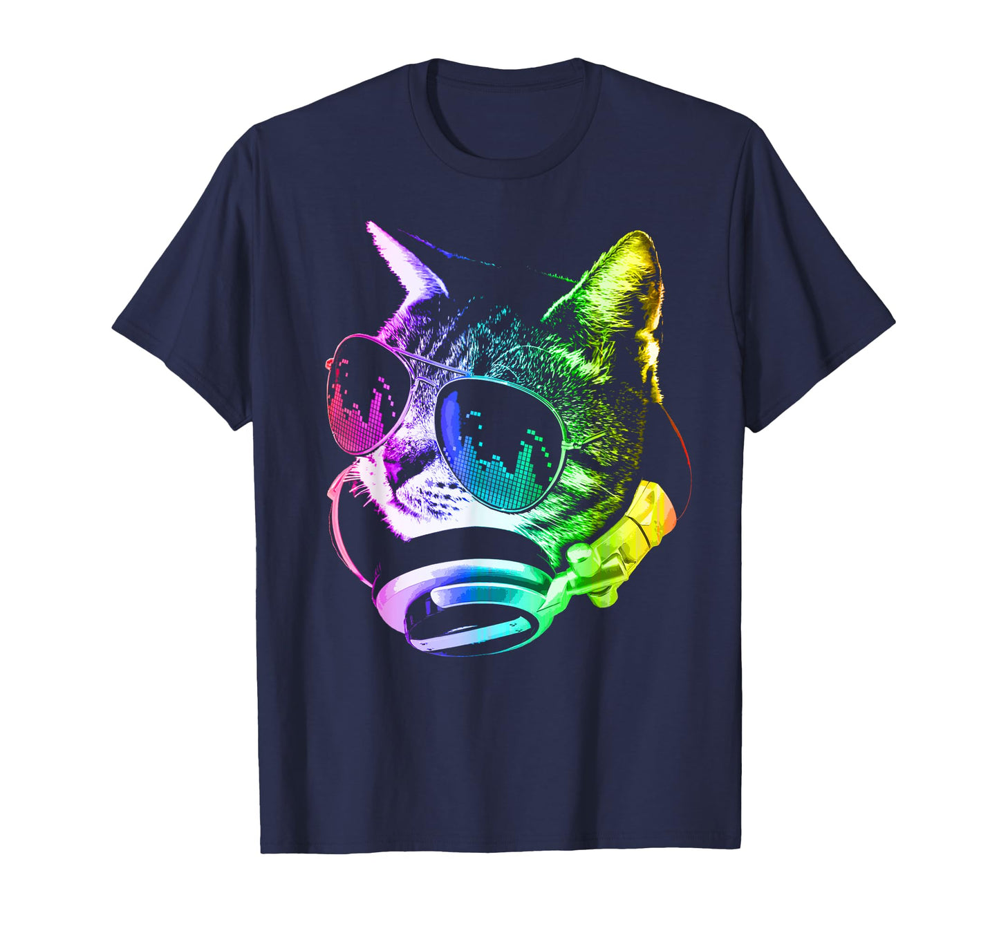 Rainbow Music Cat T-Shirt for Men Women Girls Kids