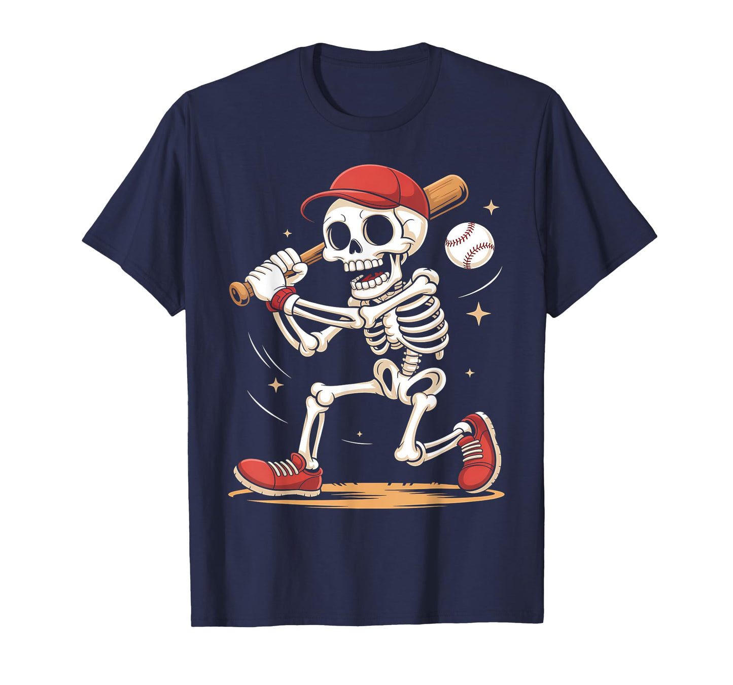 Skeleton Baseball Halloween Costume Funny Men Boys Kids Tee T-Shirt