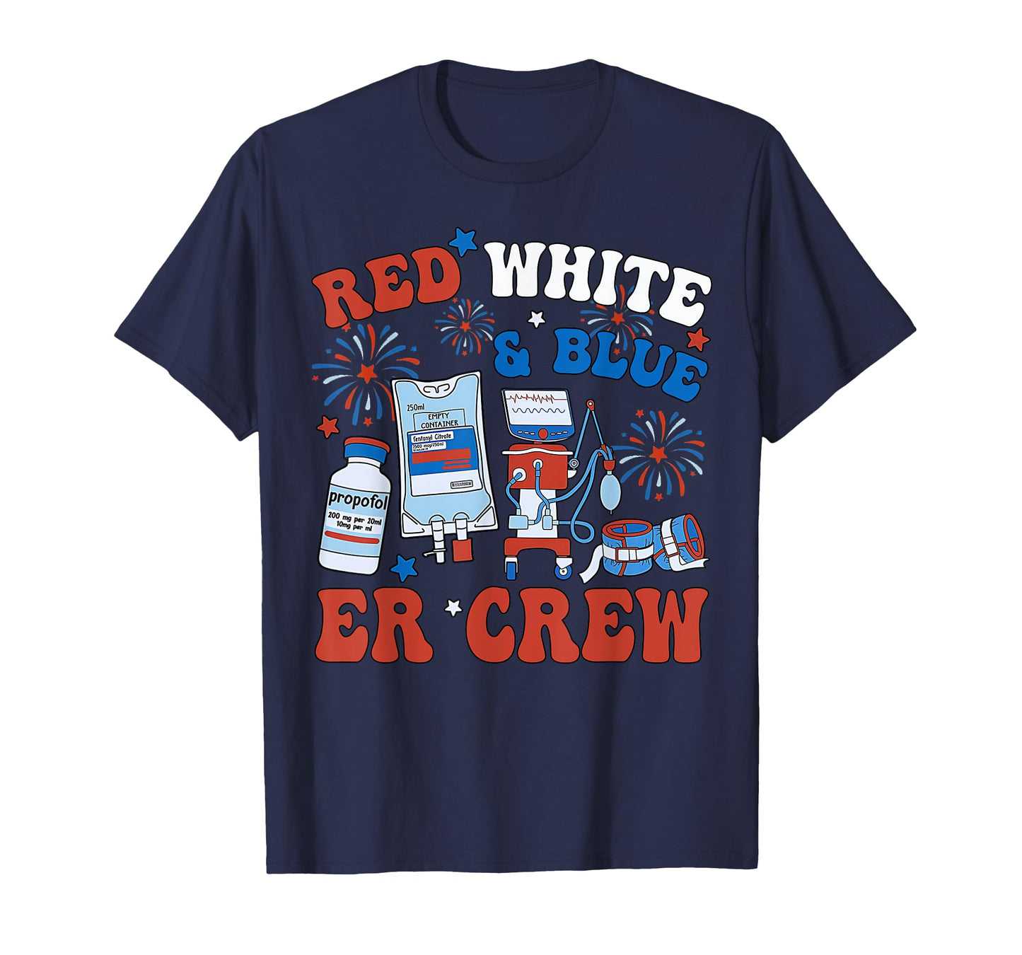 Red White & Blue ER Crew Funny Nurse Emergency 4th Of July T-Shirt