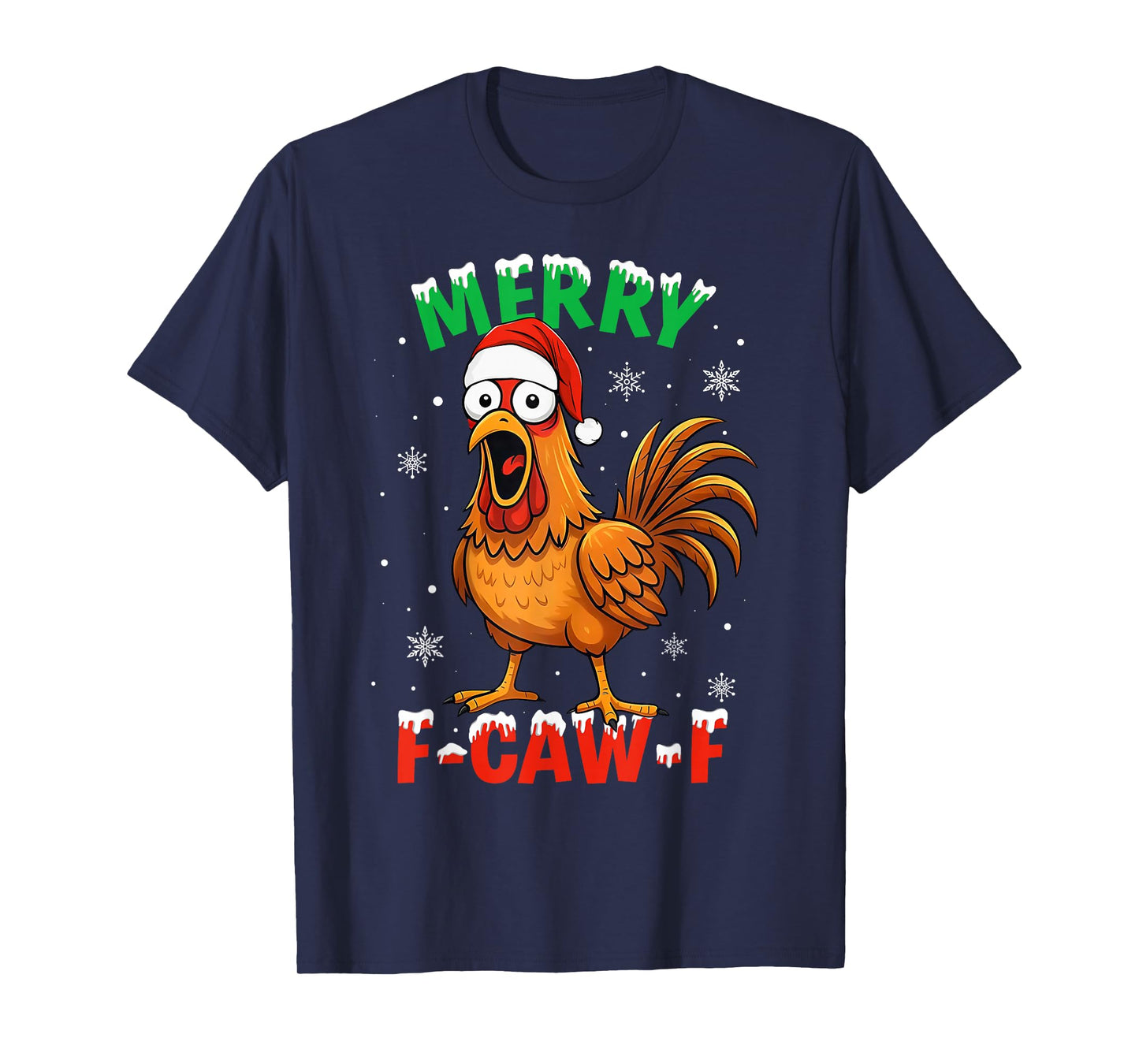 Merry F-Caw-F Chicken Christmas Snowflake Pajamas Holiday T-Shirt