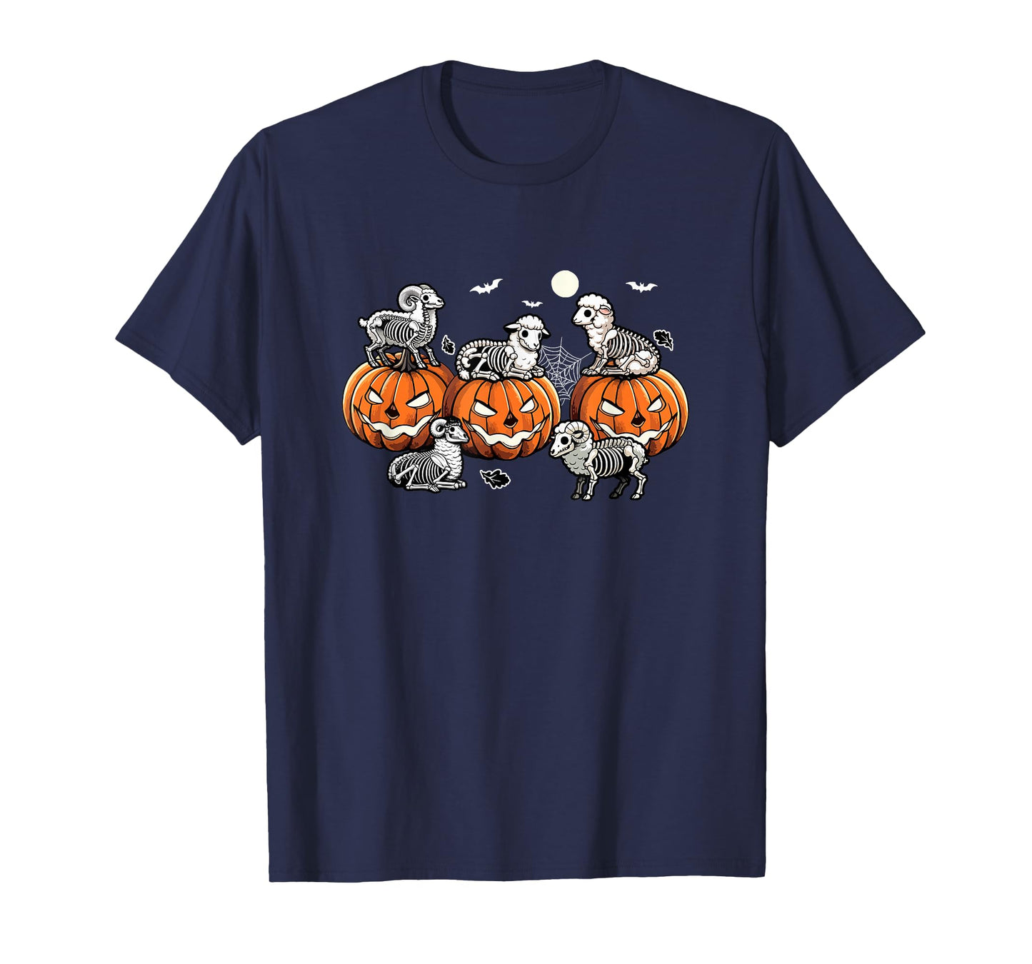 Group Skeleton Sheeps On Carved Pumpkins Halloween Farmer T-Shirt