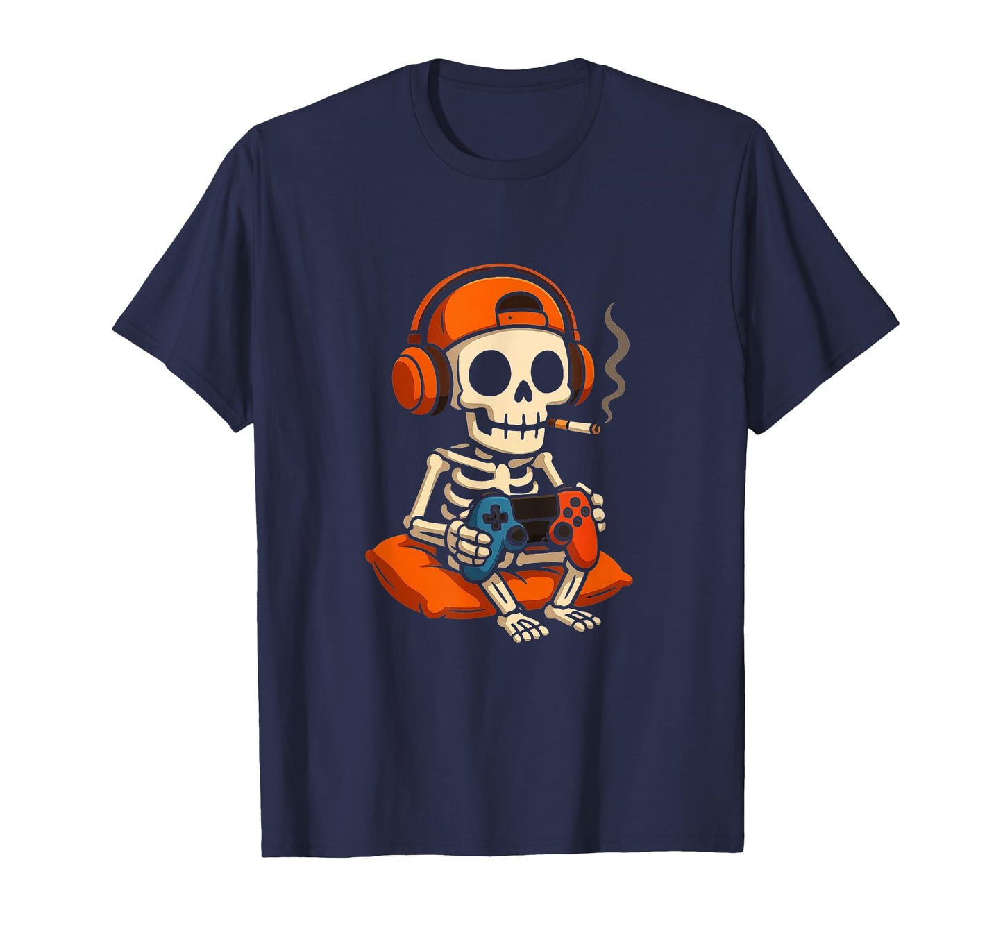 Skeleton Halloween Gamer Vibes - Retro Funny Gaming Graphic T-Shirt