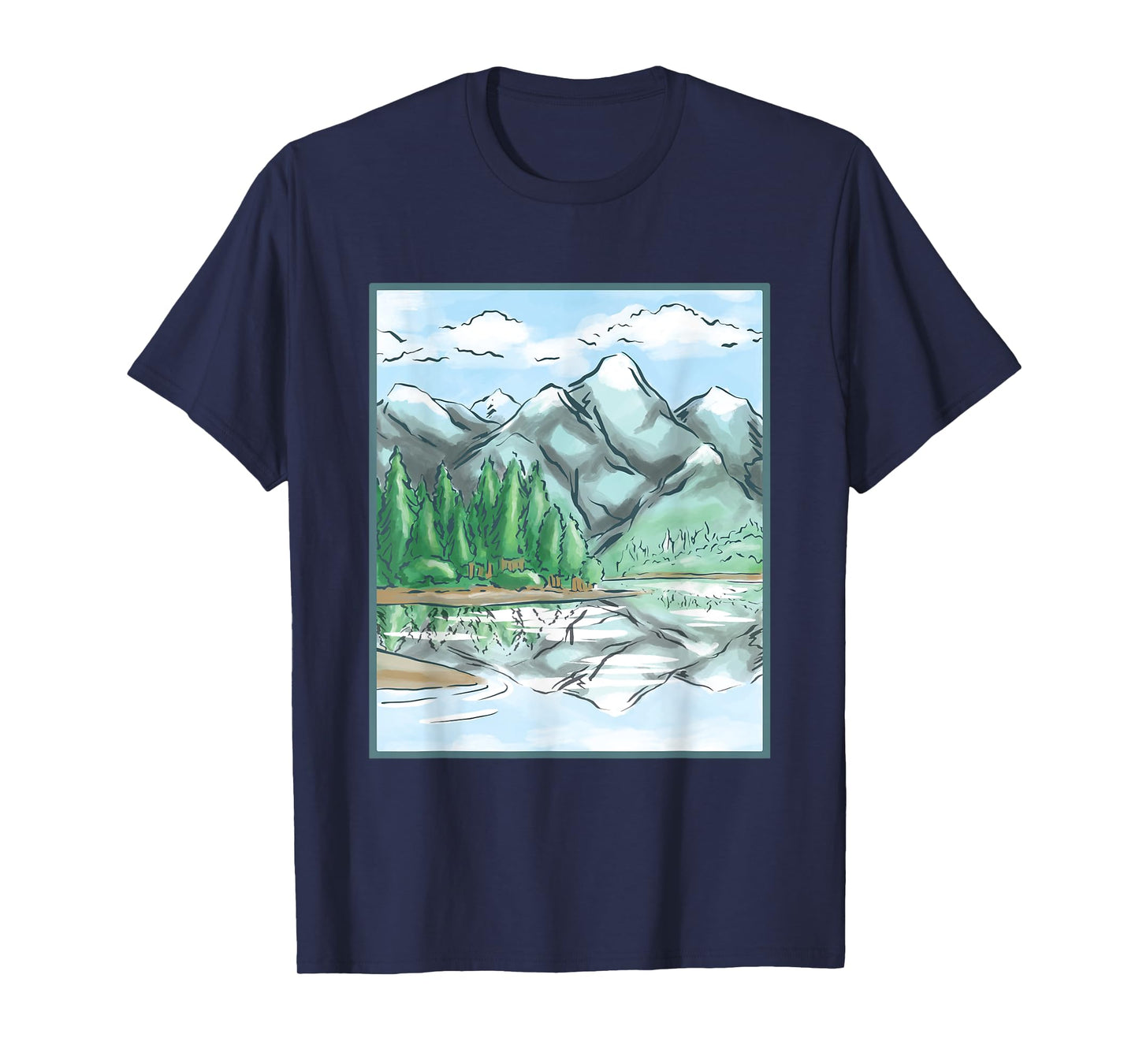 Nature Forest Lake Mountain Landscape T-Shirt
