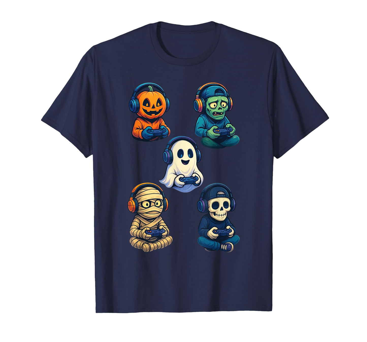 Halloween Ghost Skeleton Gamer Funny Video Gaming Lovers T-Shirt
