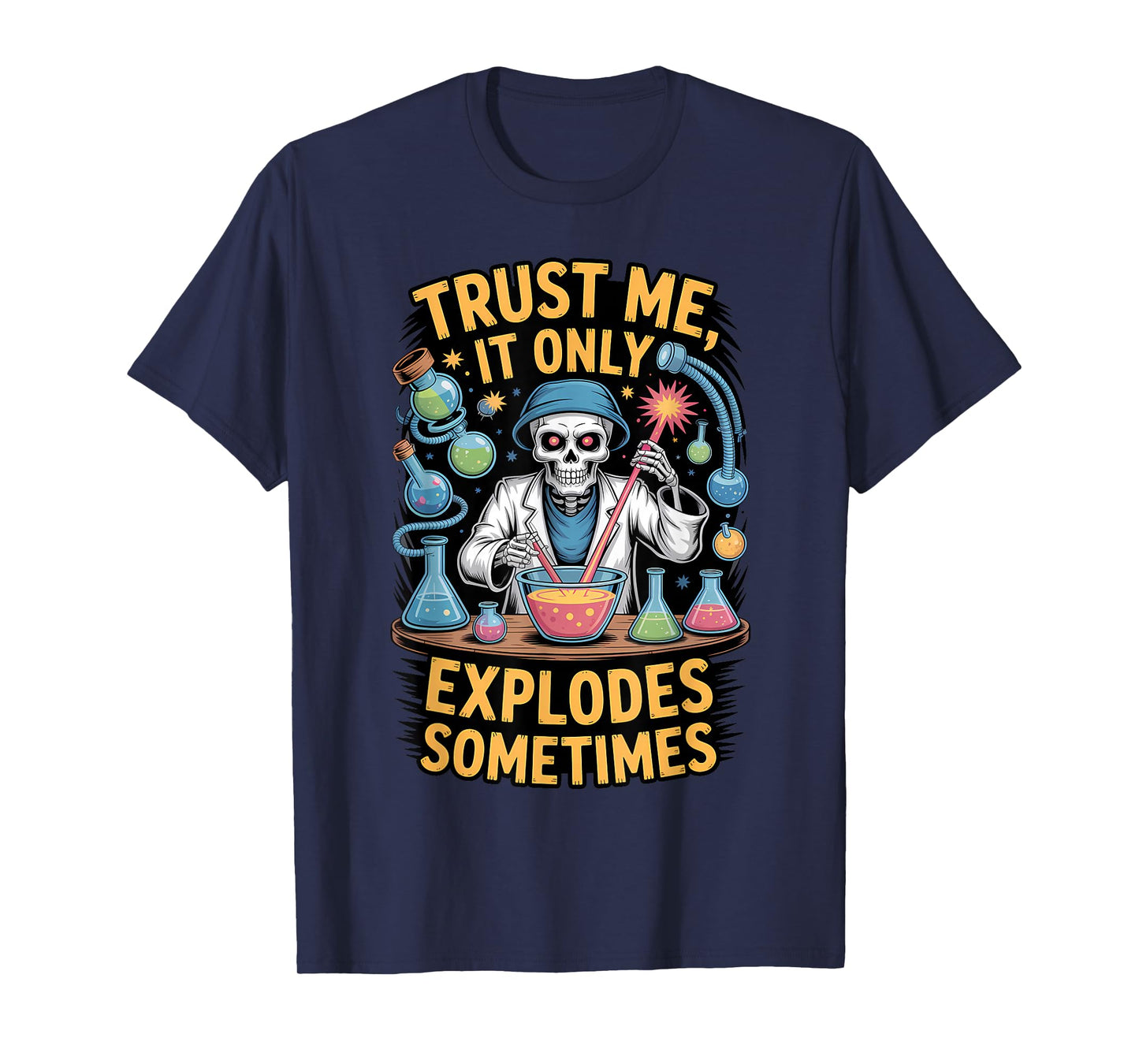 Skeleton Scientist Halloween Spooky Funny Lab T-Shirt