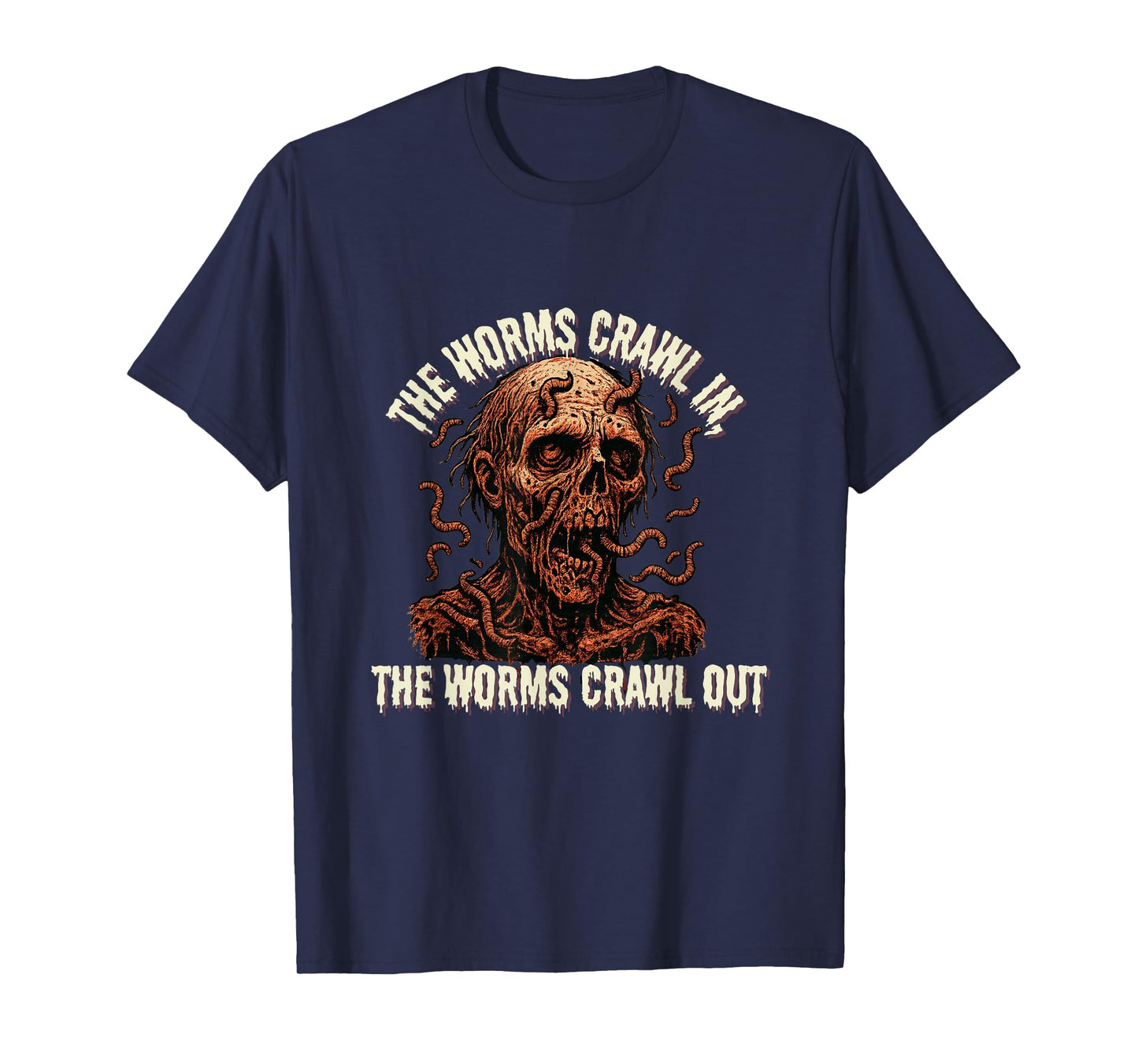 Zombie Corpse The Worms Crawl in Halloween Scary Horror T-Shirt