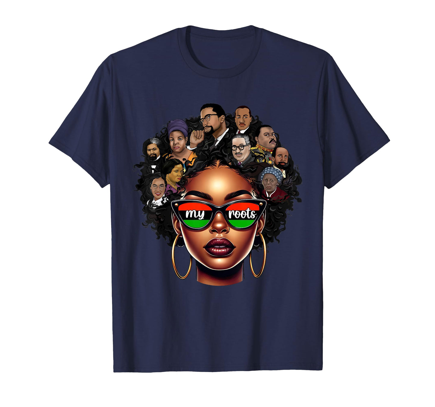Womens Black Queen Pride Afro Girl BHM Black History Month T-Shirt