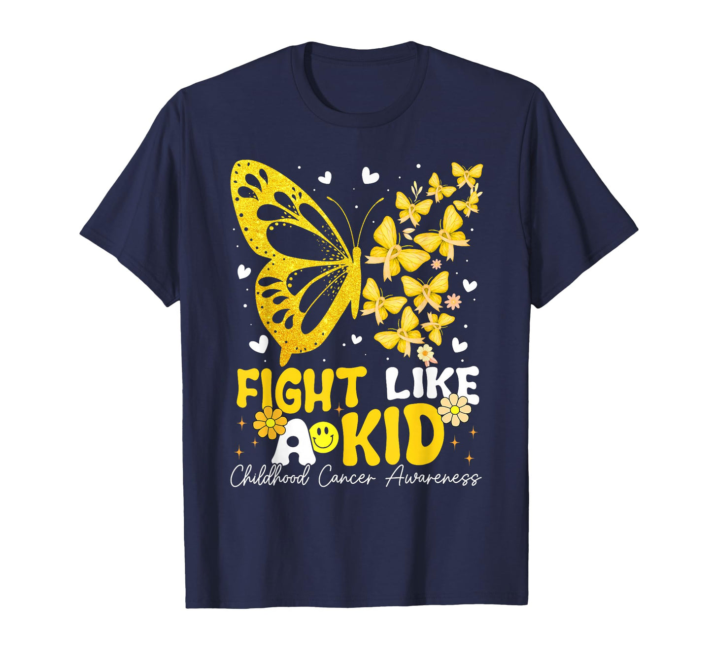 Fight Like Kids Childhood Cancer Awareness Ribbon Boys Girls T-Shirt
