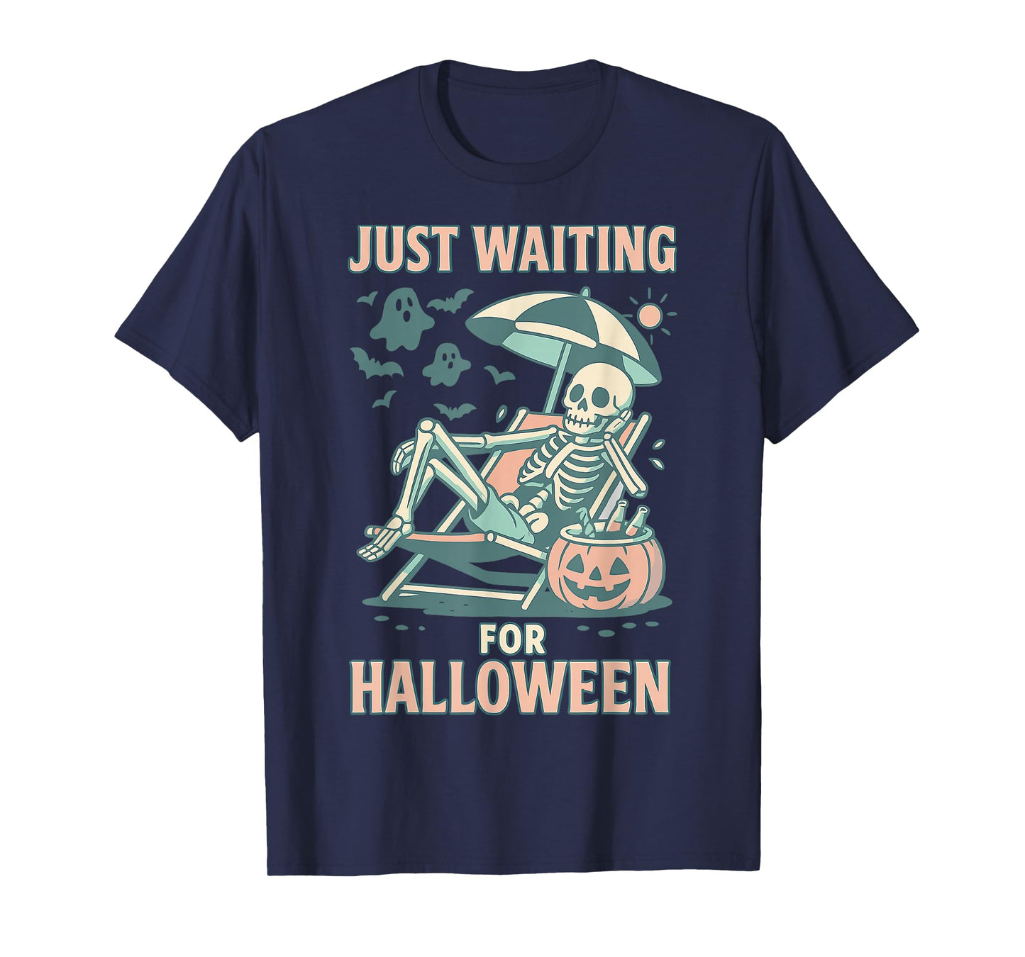 Funny Summerween Skeleton Waiting Halloween Shirt T-Shirt