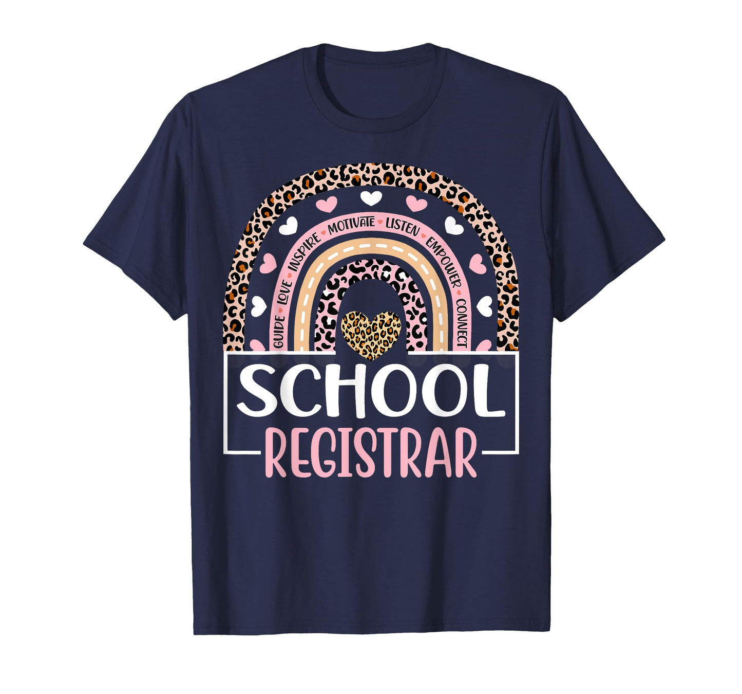 Funny School Registrar Rainbow Leopard Print Registrar T-Shirt