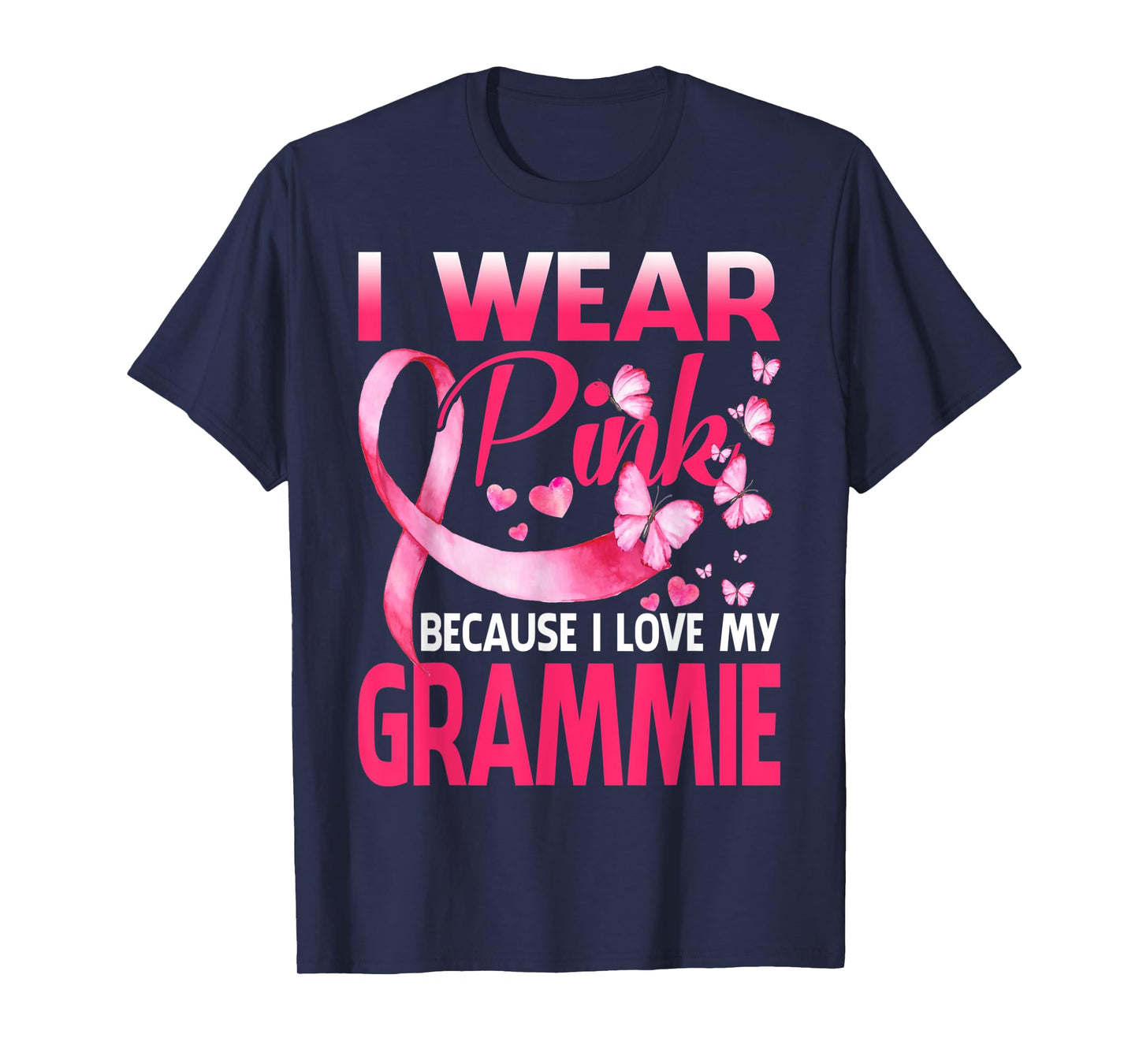 I Wear Pink For My Grammie Breast Cancer Awareness Butterfly T-Shirt