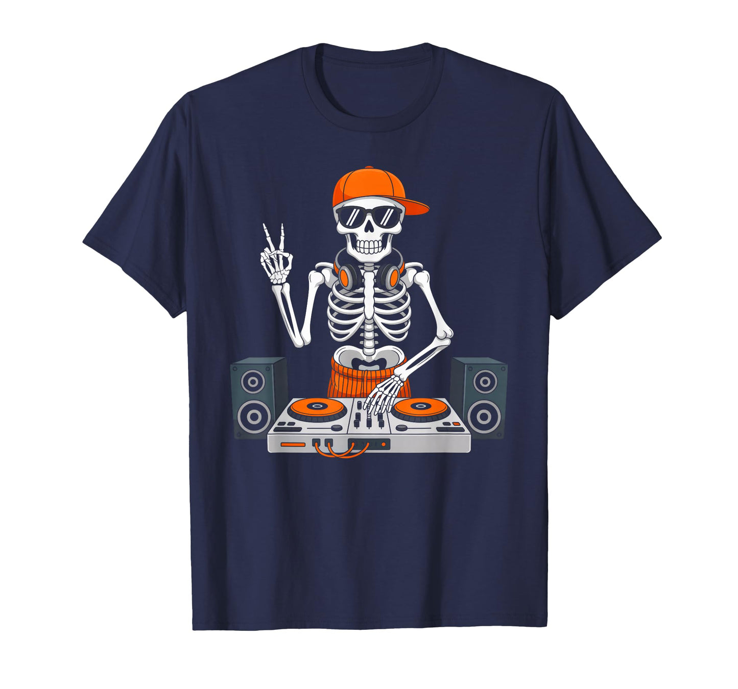 Skeleton DJ Lazy Halloween Costume Boys Men Kids Music Lover T-Shirt