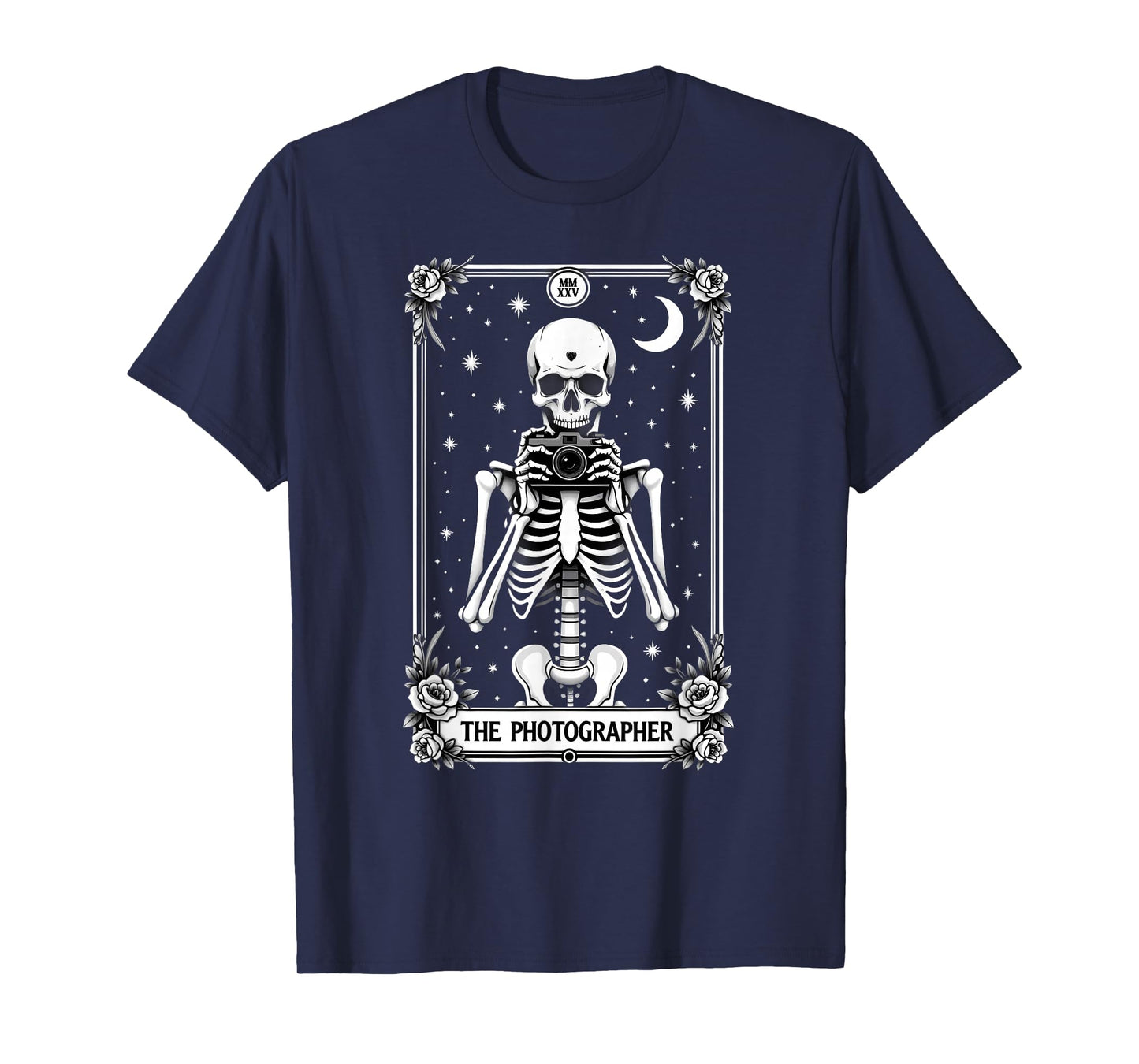 Gothic Tarot Card Cameraman The Photographer Skeleton T-Shirt