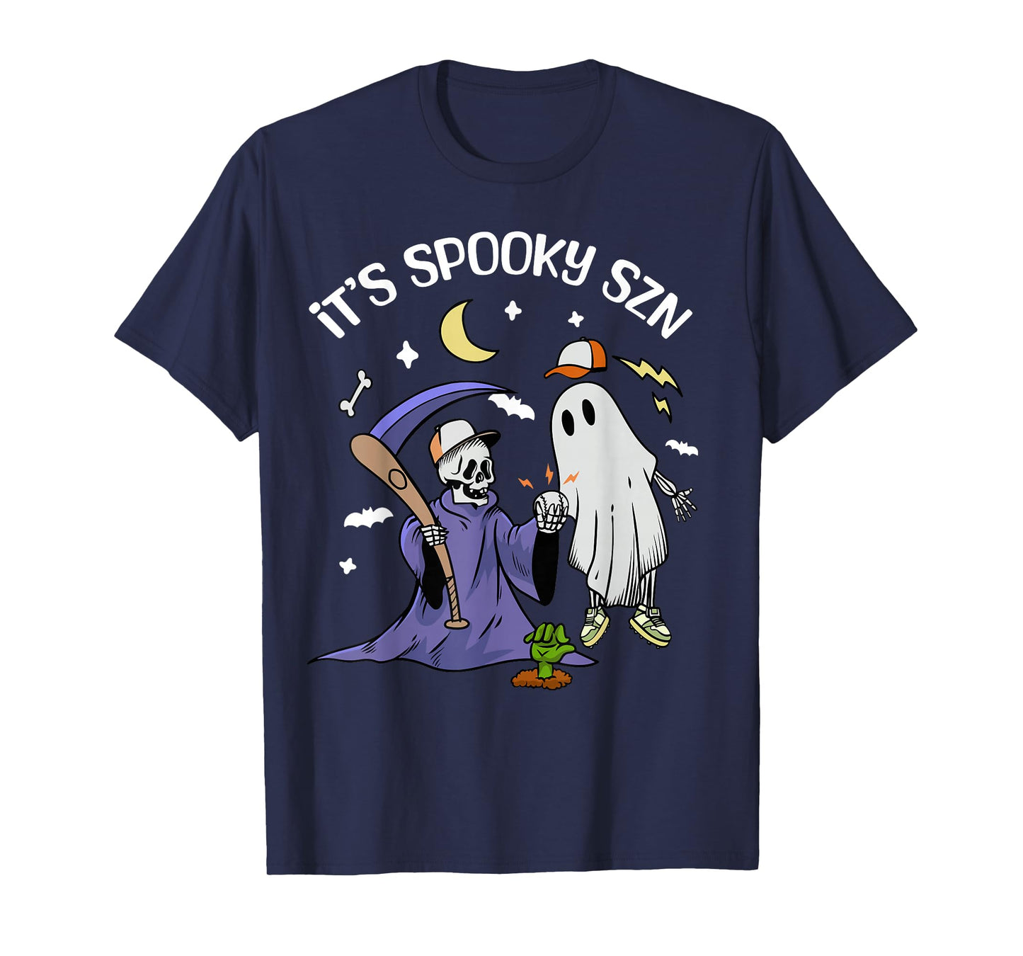 It's Spooky Season Baseball Skeleton Ghost Boys Girls Youth T-Shirt