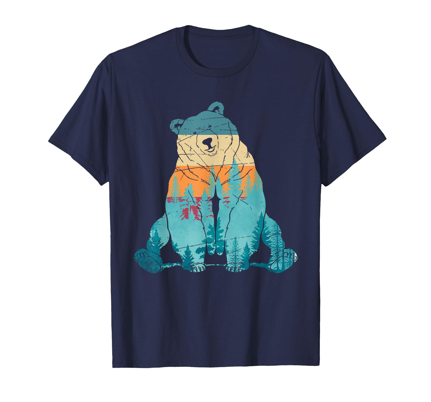 Outdoors Nature Forest Animal Wildlife Retro Brown Bear T-Shirt