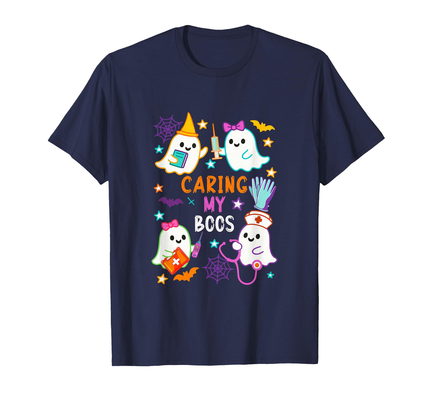 Caring My Boos Group Boo Ghost As Nurse Doctor Halloween T-Shirt
