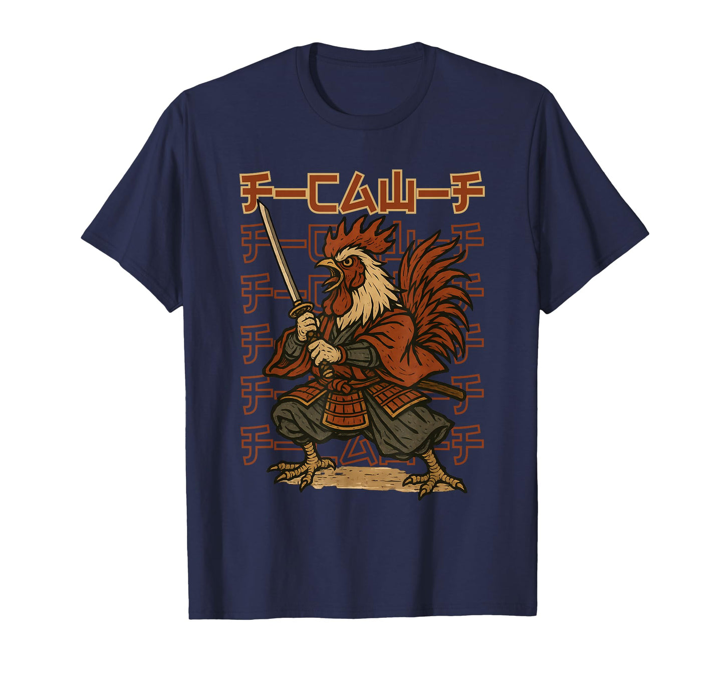 F-Caw-F Funny Samurai Rooster Japanese Warrior Anime Bushido T-Shirt