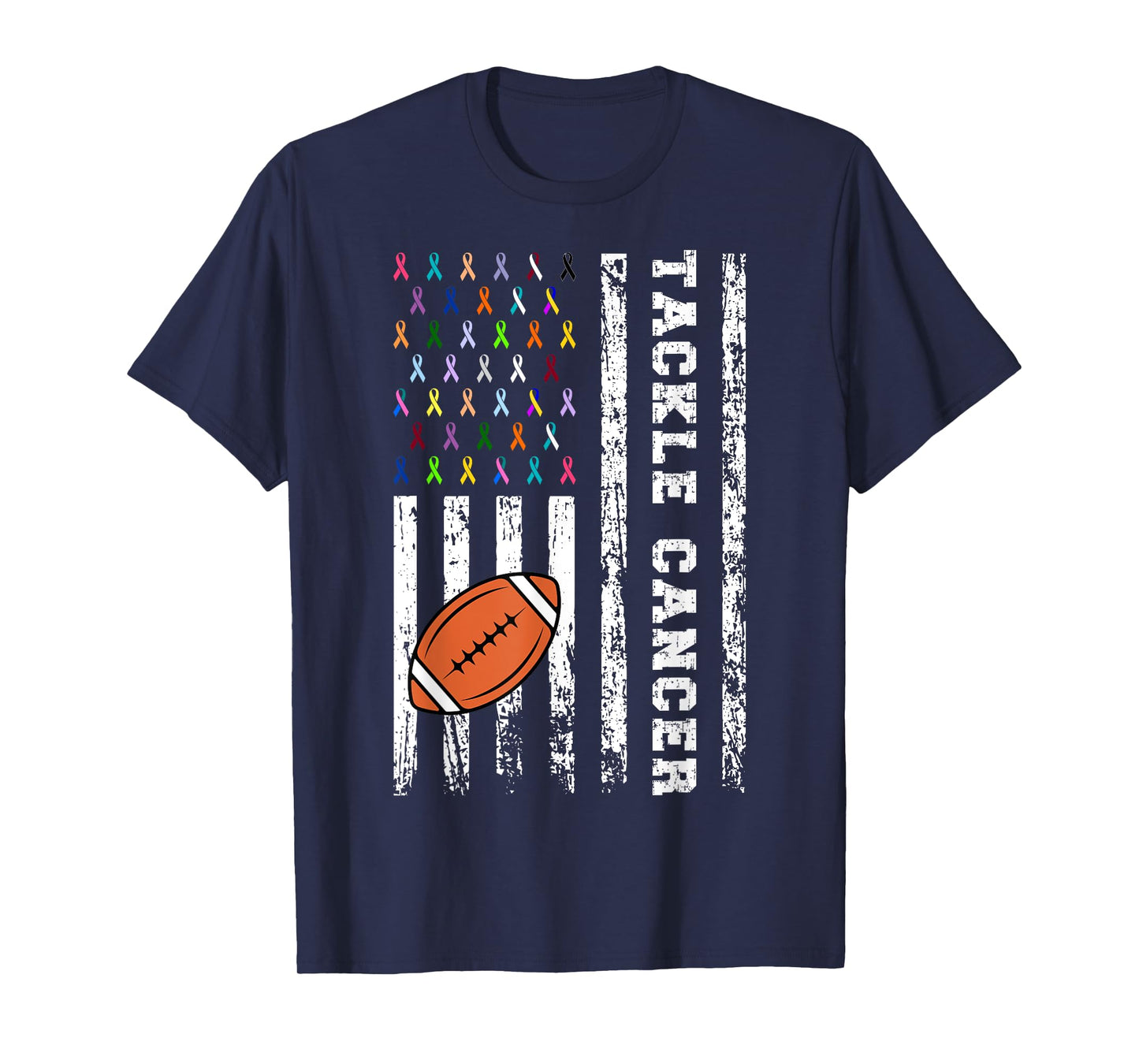 Tackle Football Multicolor Ribbons All Cancer Awareness Kid T-Shirt