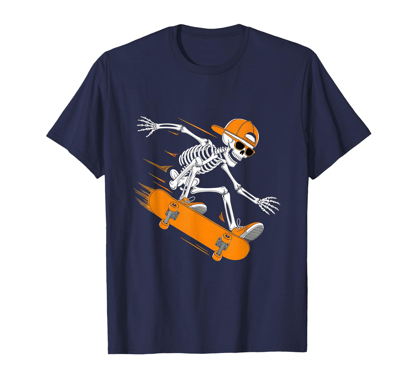 Halloween Skeleton Skateboard Funny Skateboarding Teens Boys T-Shirt