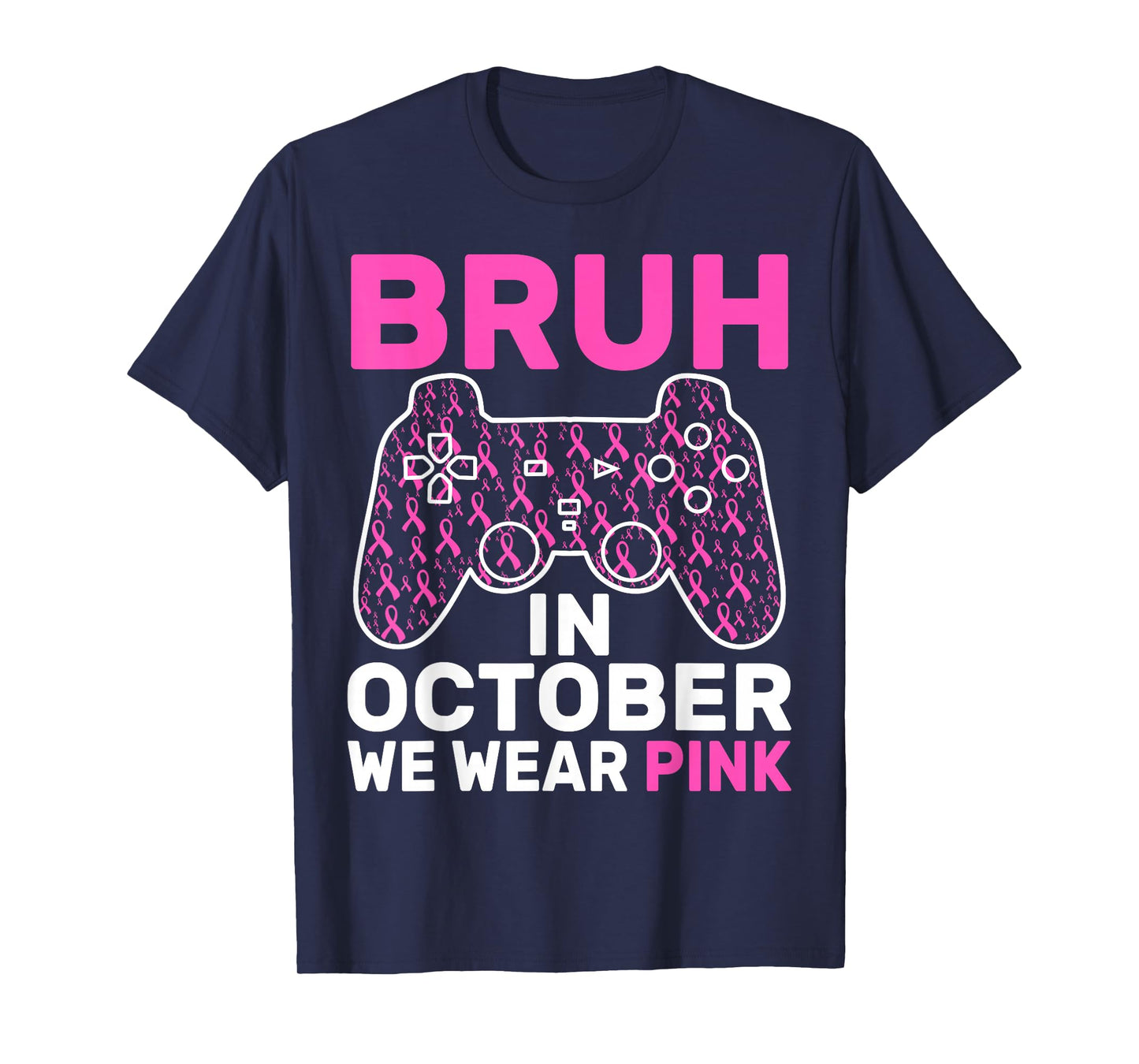 Bruh in October Wear Pink Breast Cancer Awareness Kids Boys T-Shirt
