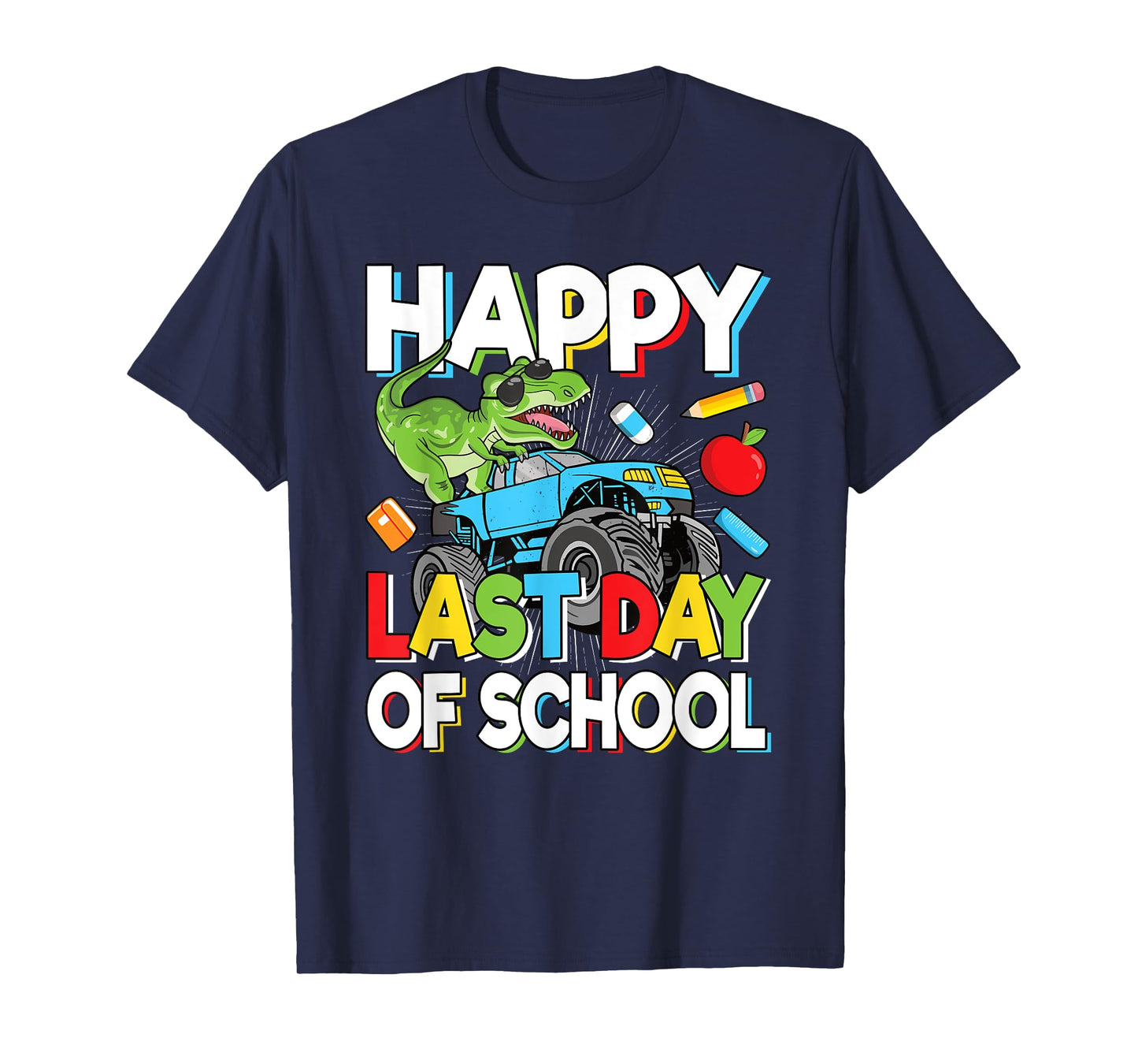 Happy Last Day Of School Student Dinosaur T-Rex Boys Kids T-Shirt