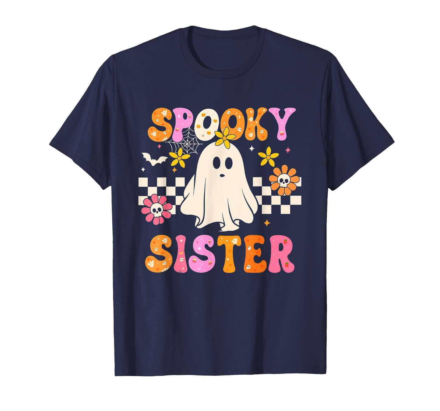 Spooky Sister Funny Halloween Ghost Spooky Women Girl T-Shirt