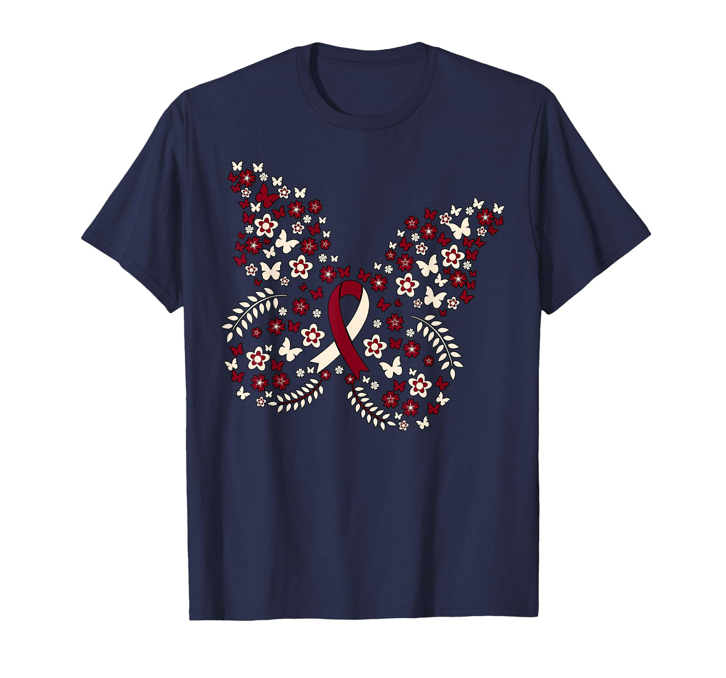 Butterfly Head and Neck Cancer Awareness Survivor Ribbon T-Shirt