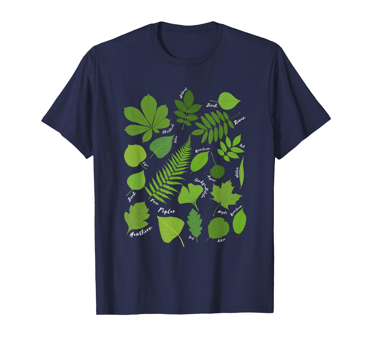 Different Types of Tree Leaves Common Leaves Nature Lovers T-Shirt