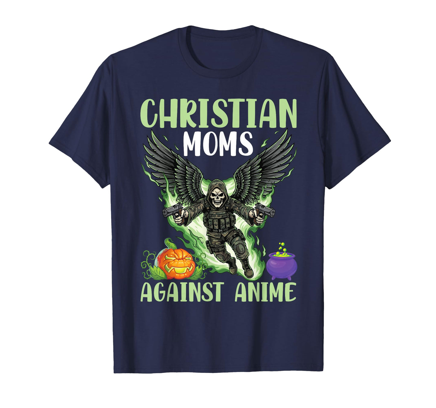 Christian Moms Against Anime Skeleton Angel Wings Pumpkin T-Shirt