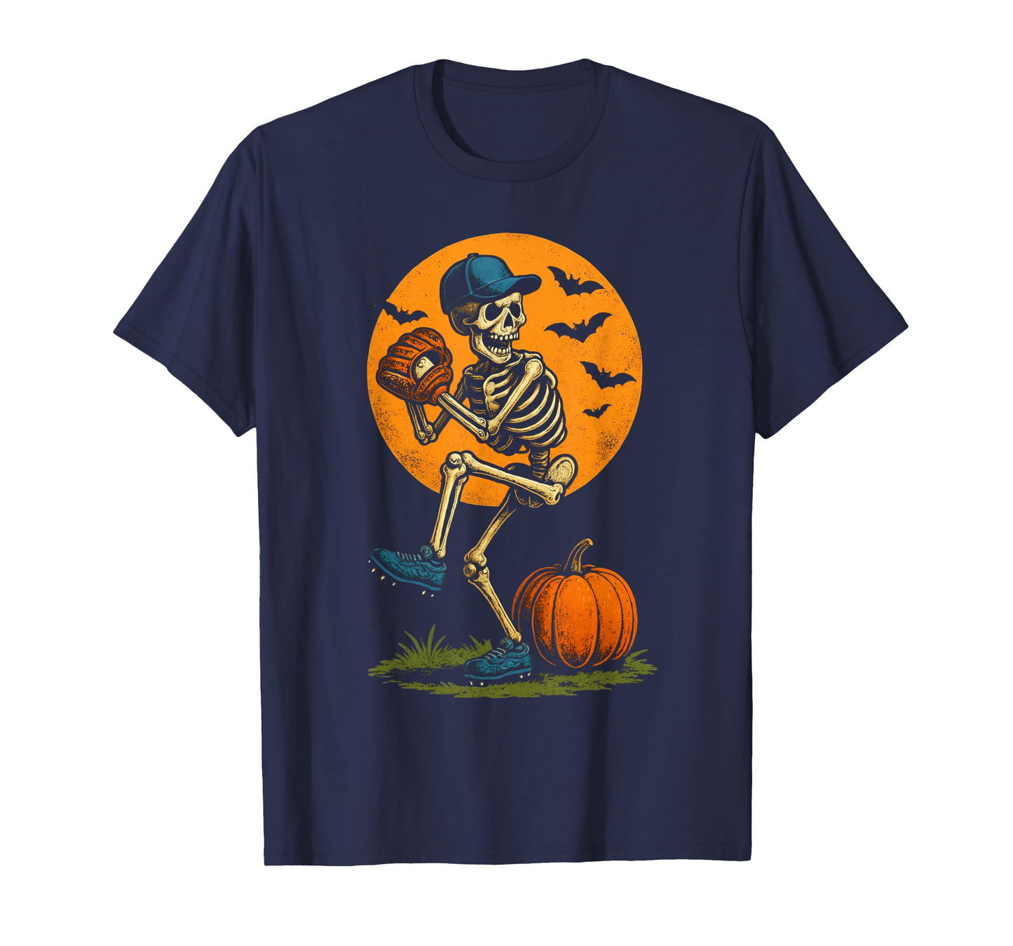 Skeleton Baseball Pitcher Funny Halloween Baseball Lover T-Shirt