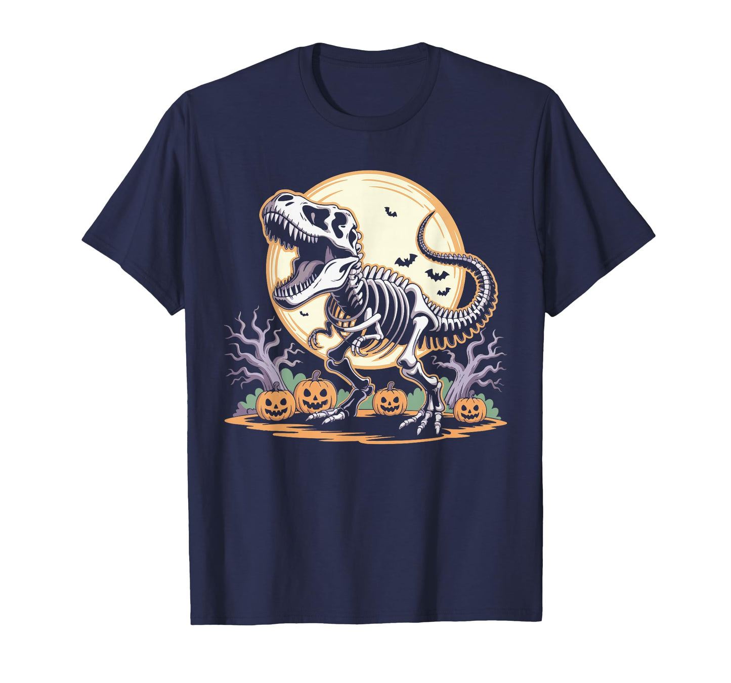 T Rex Skeleton Dinosaur Pumpkin Spooky Halloween Costume T-Shirt