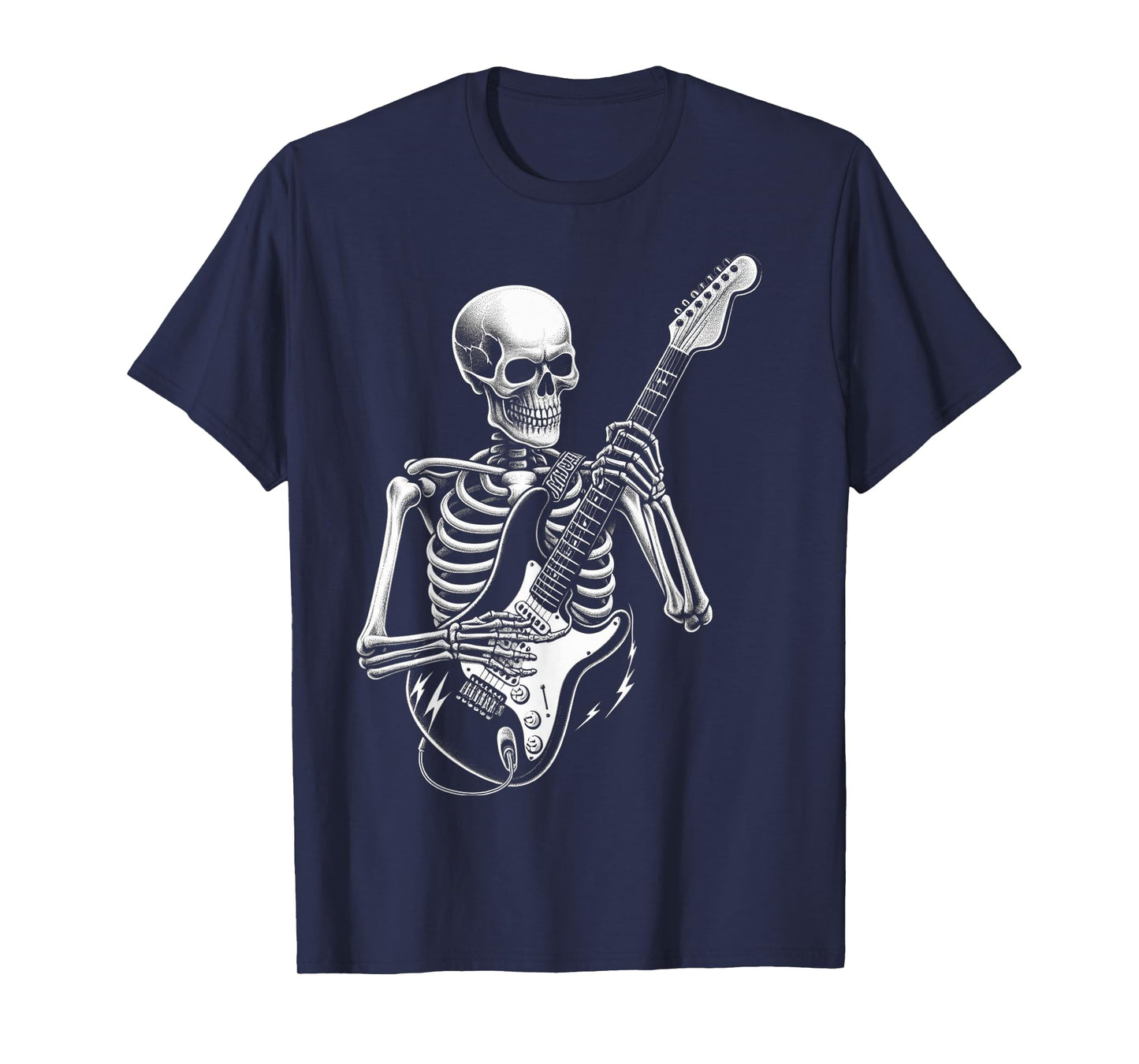 Skeleton Playing Electric Guitar for Halloween Men Women T-Shirt