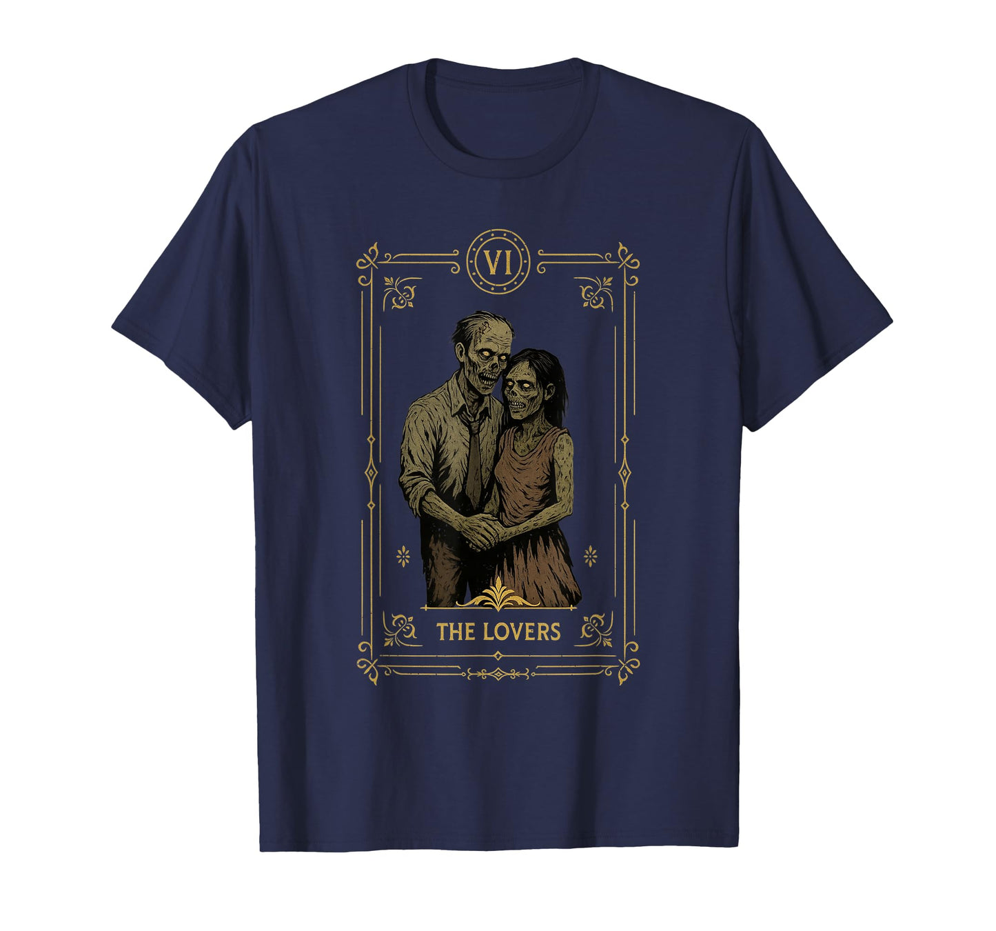 The Lovers Tarot Card Halloween Vintage Zombie Spooky Gothic T-Shirt